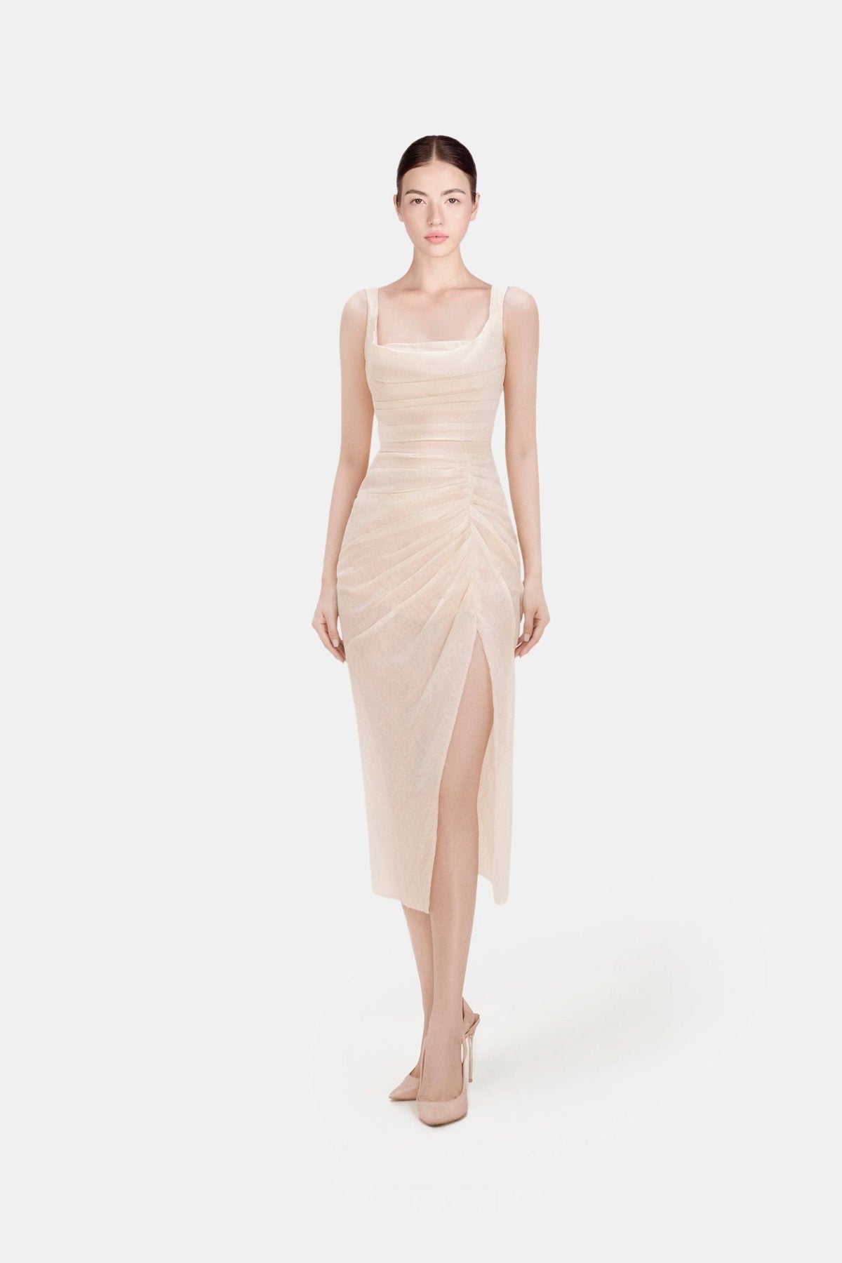 Organza Linen Draped Dress by Montsand