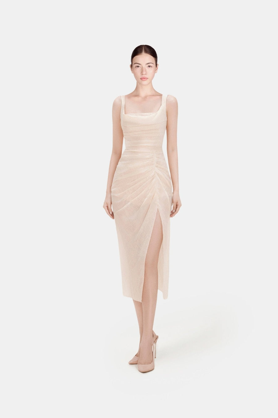 Organza Linen Draped Dress
