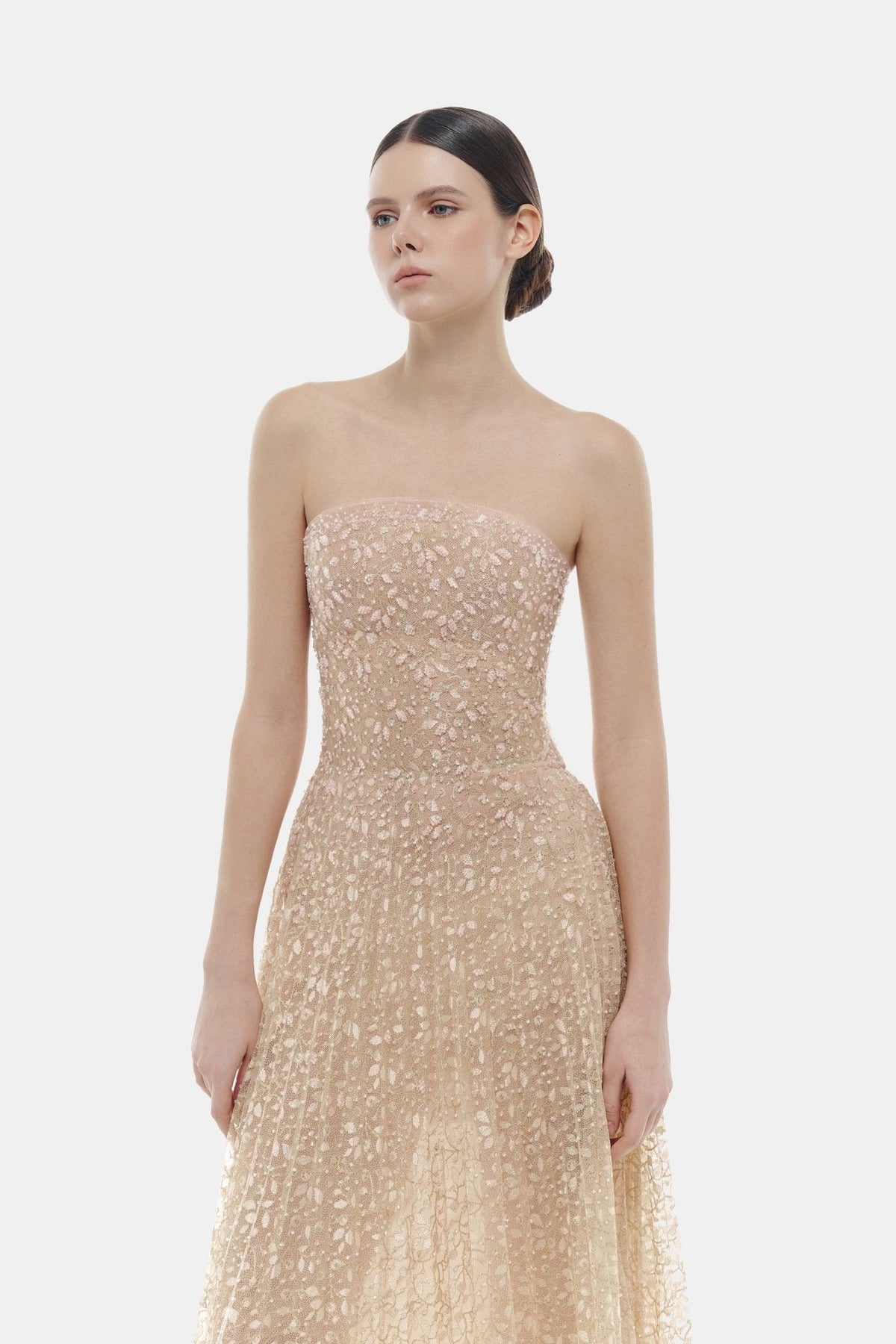 Pastel Crystal Beaded Maxi Dress by Montsand