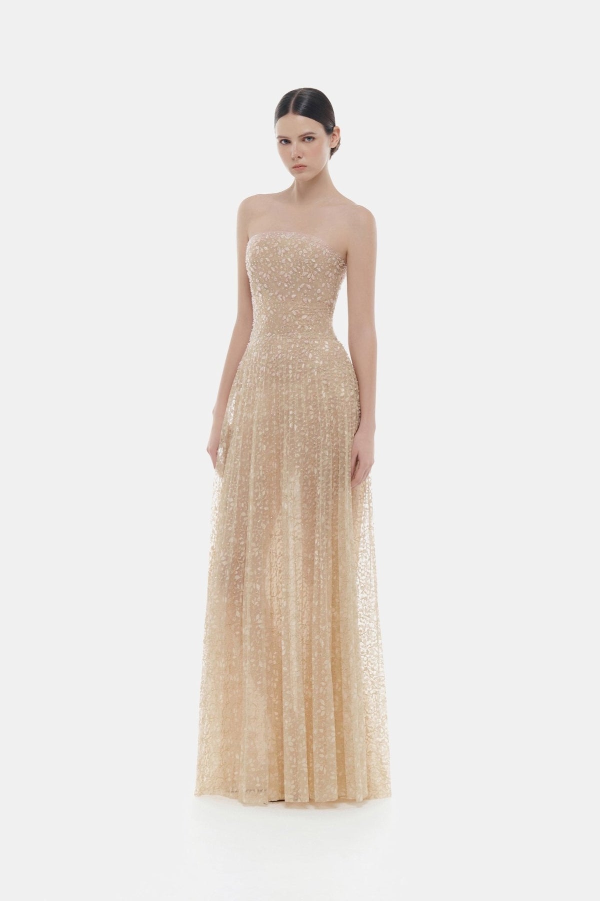 Pastel Crystal Beaded Maxi Dress by Montsand