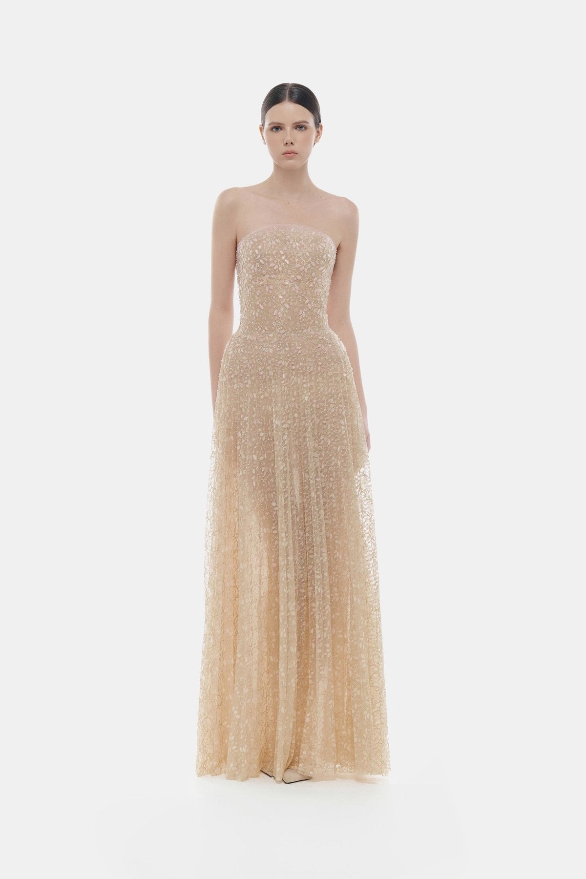 Pastel Crystal Beaded Maxi Dress by Montsand