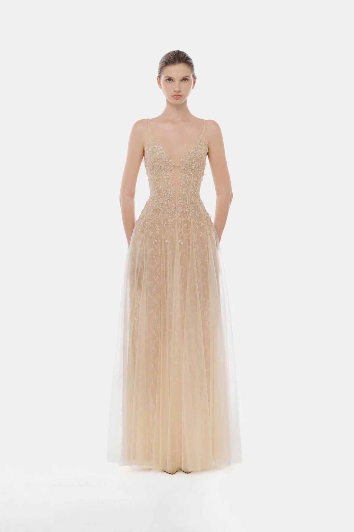 Pastel Deep-V Maxi Dress by Montsand