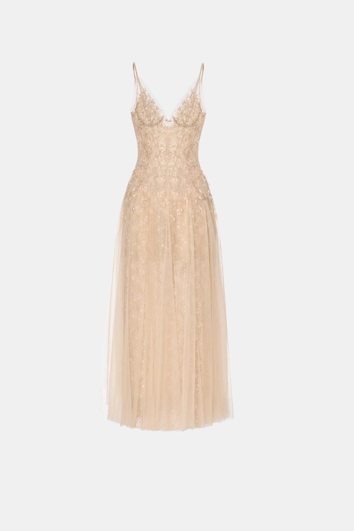 Pastel Deep-V Midi Dress by Montsand