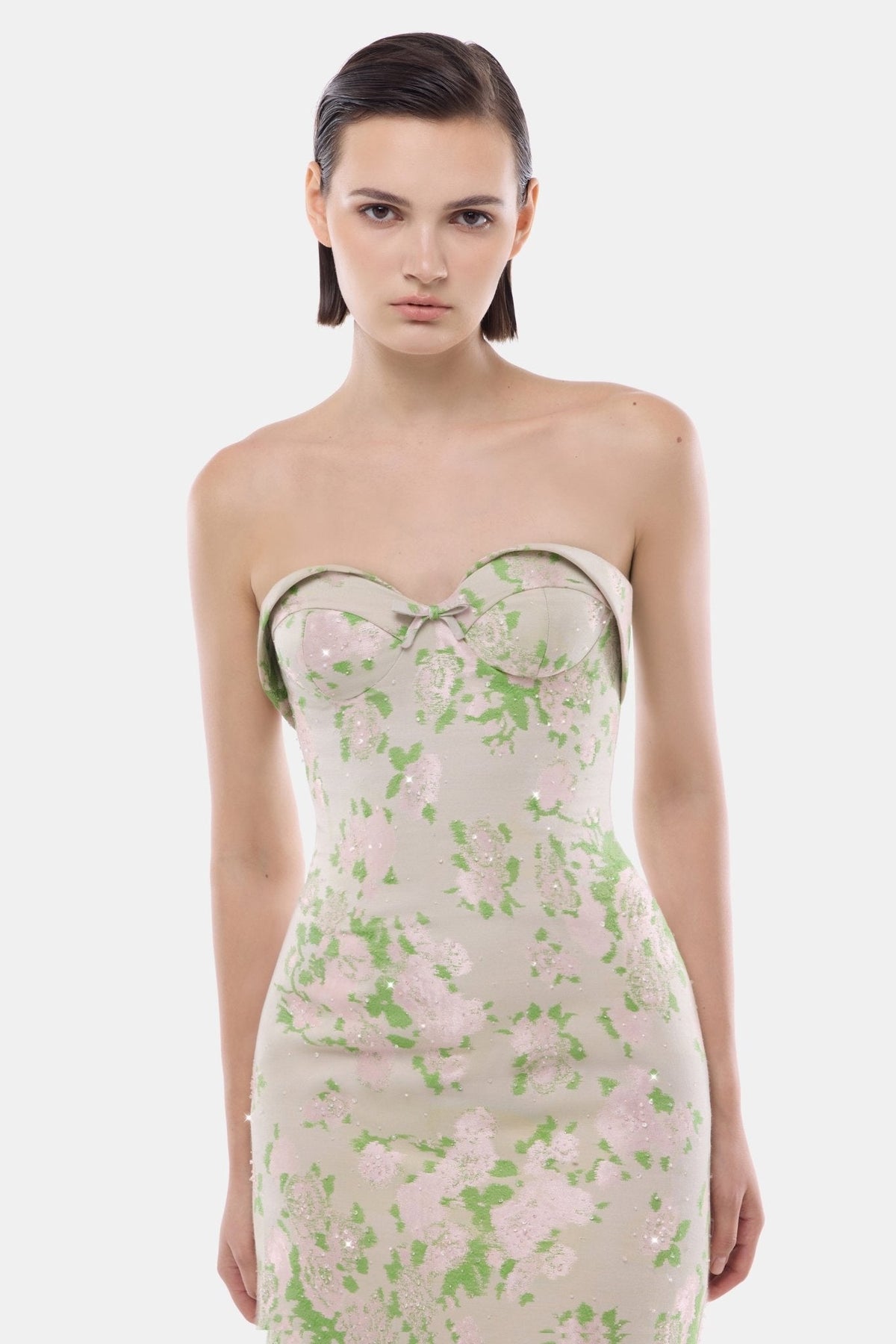 Pastel Floral Corsetry Tube Midi Dress by Montsand