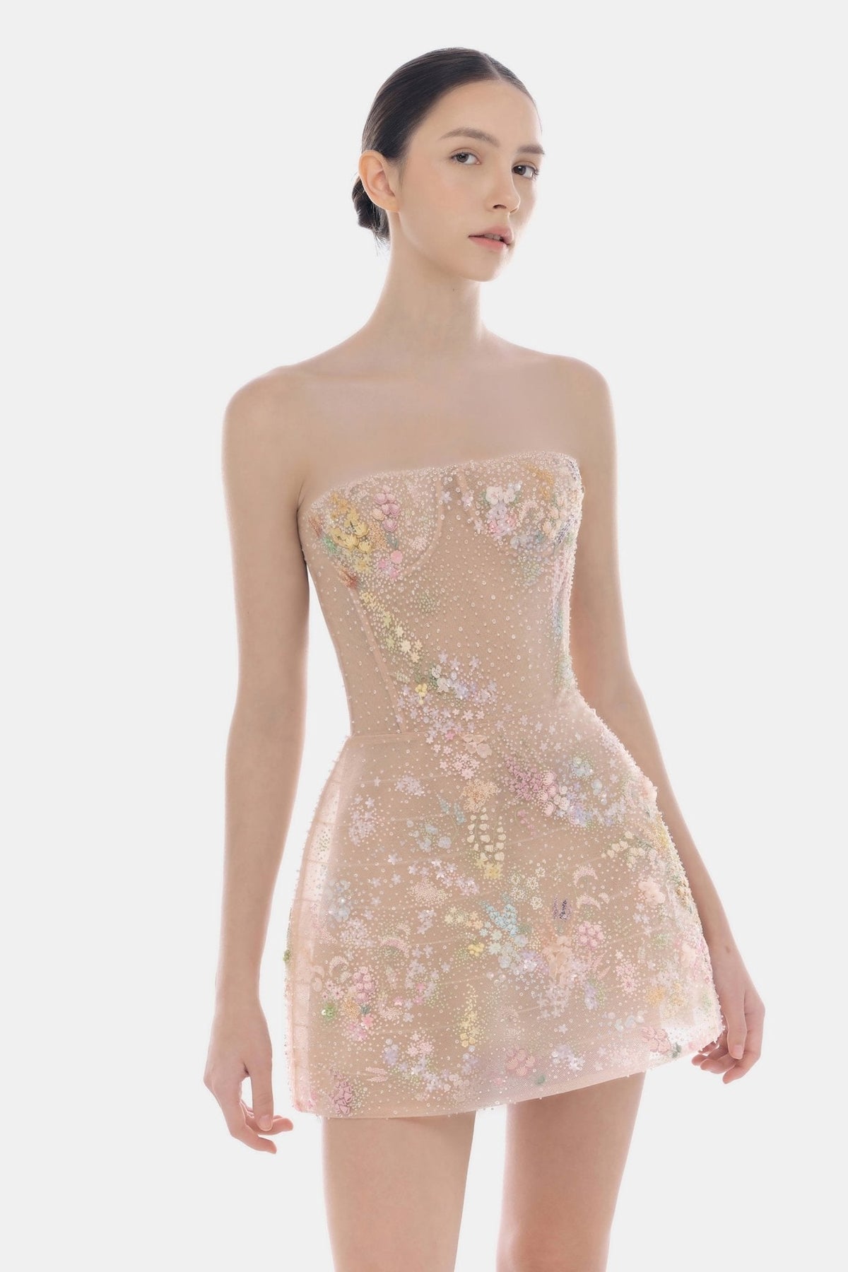 Pastel Mini Flower Embellished Dress by Montsand
