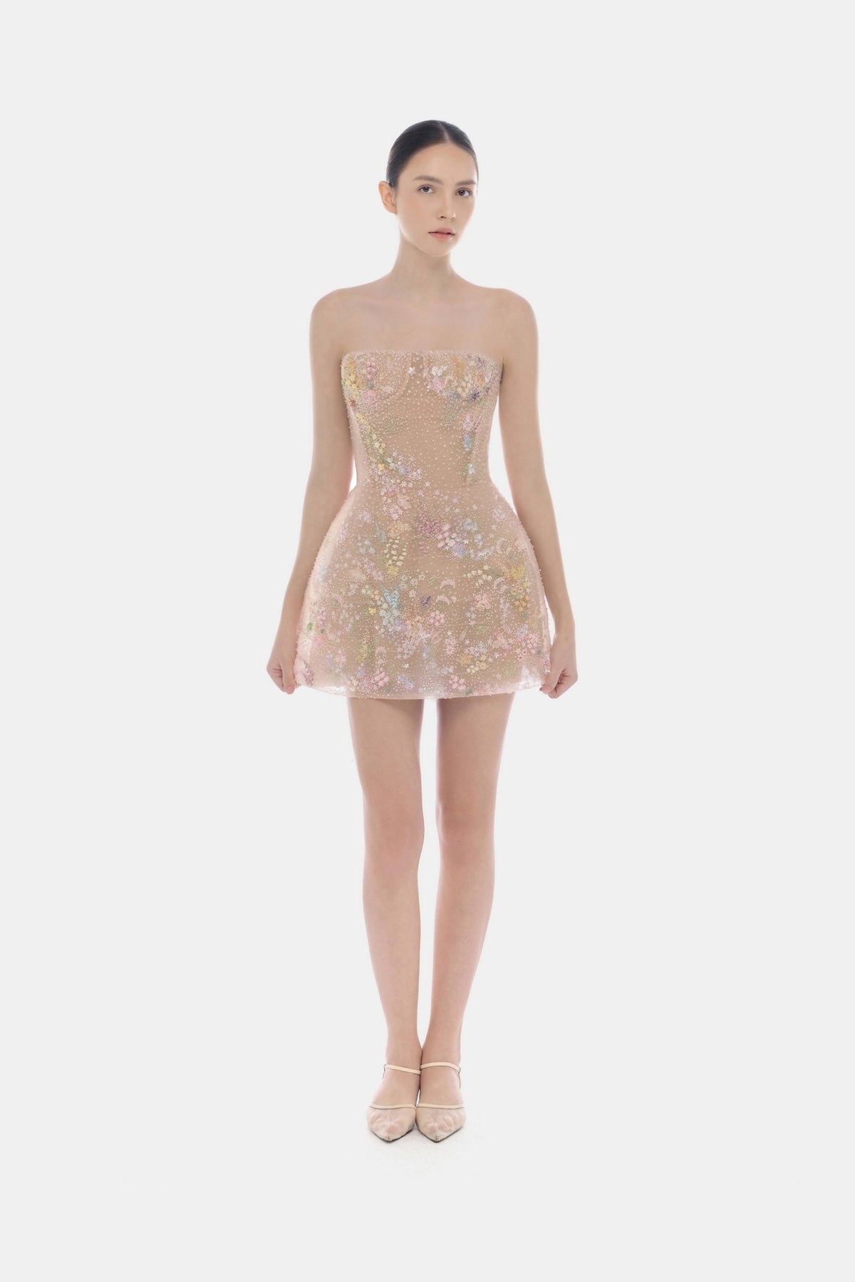 Pastel Mini Flower Embellished Dress by Montsand