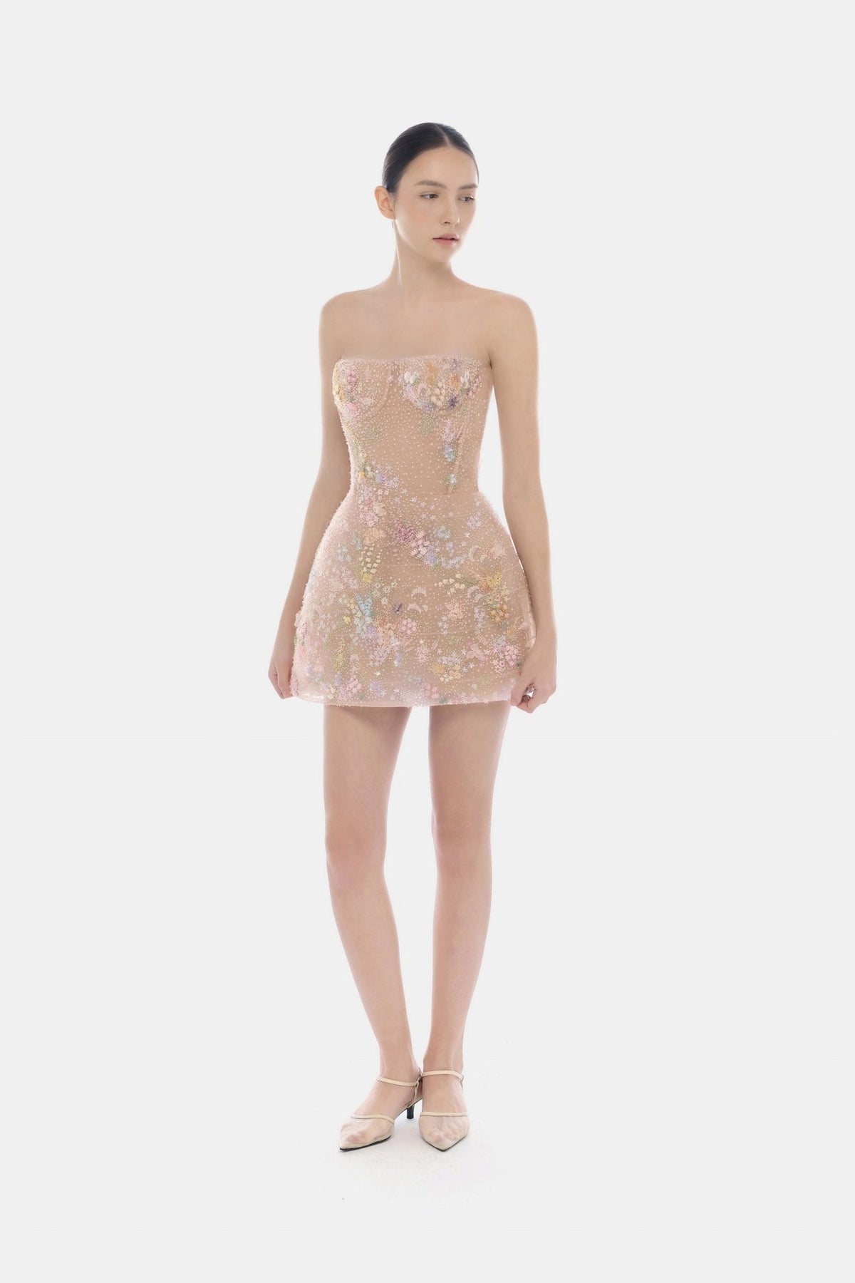 Pastel Mini Flower Embellished Dress by Montsand