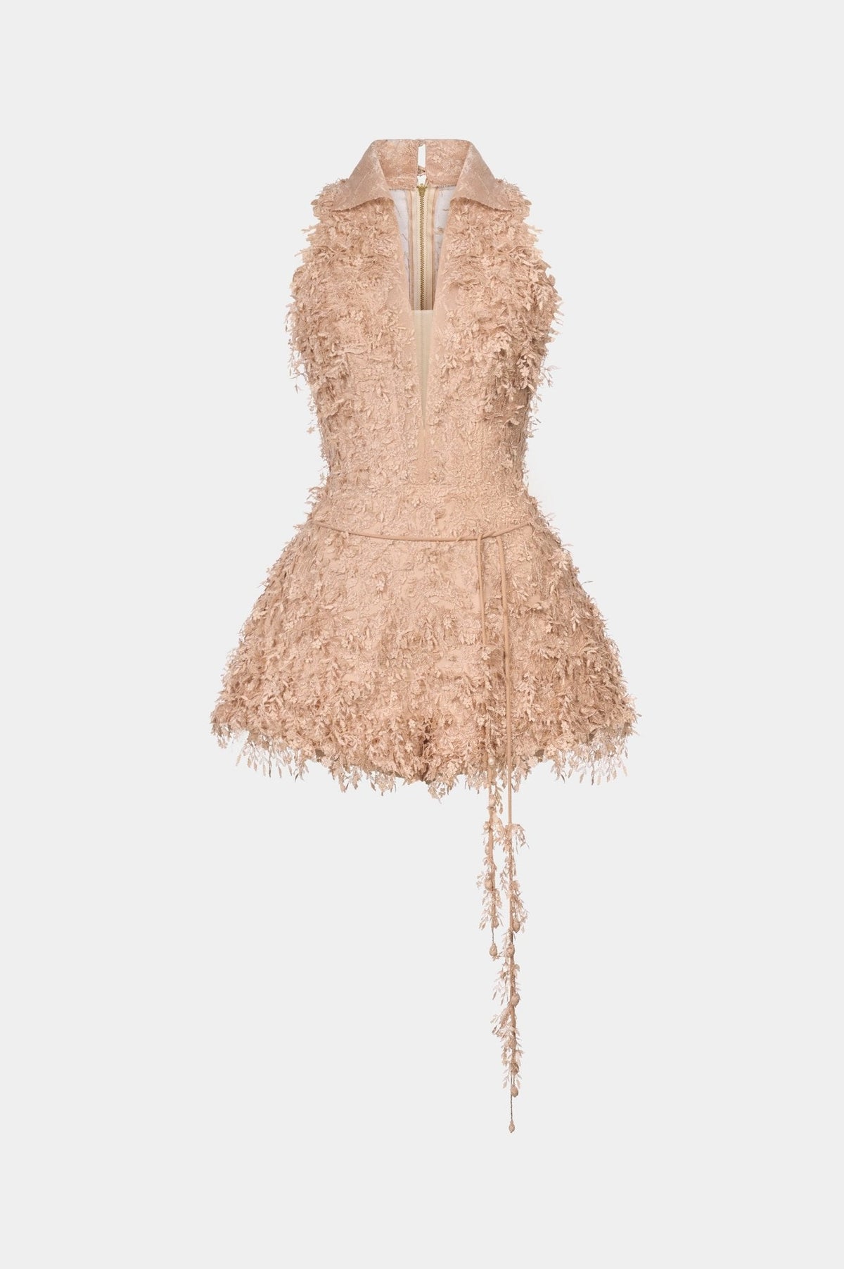 Peach Beaded Lace Jumpsuit by Montsand
