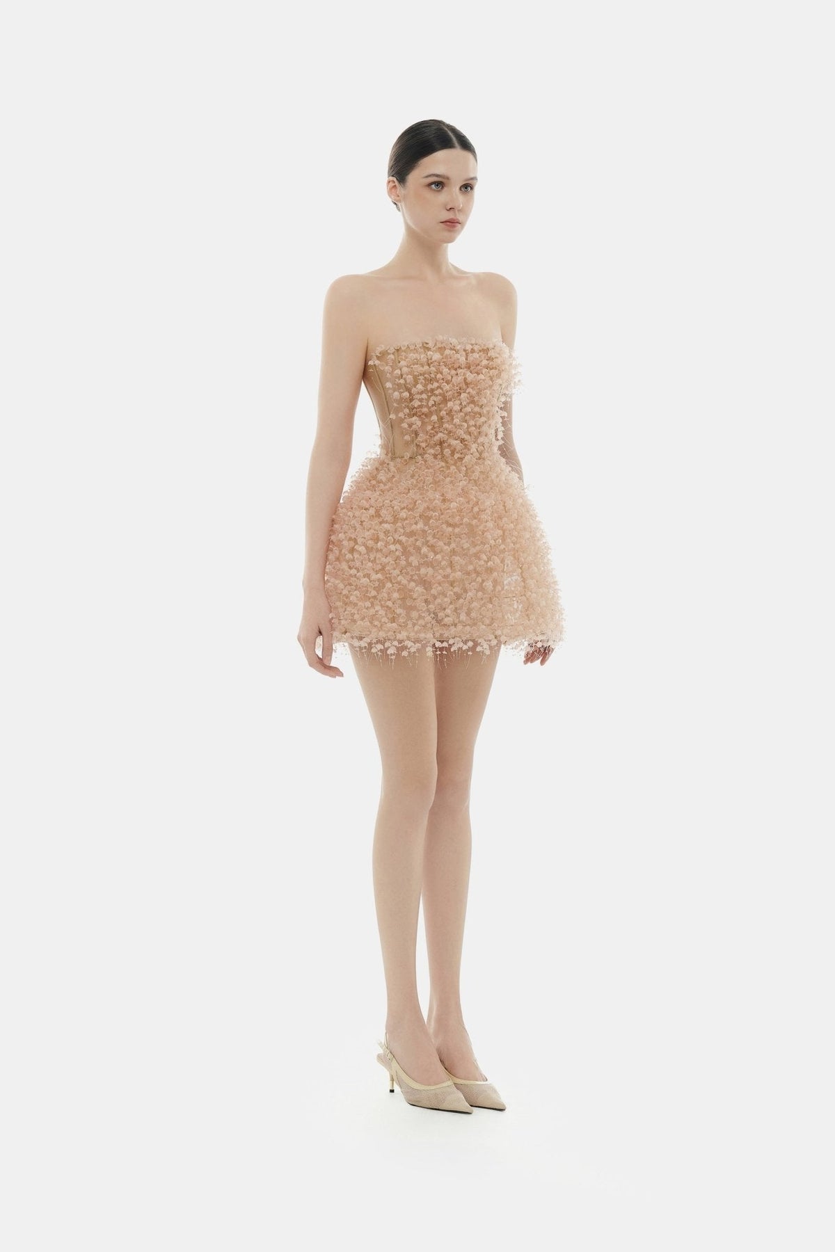 Peach Flowers Mini Dress by Montsand