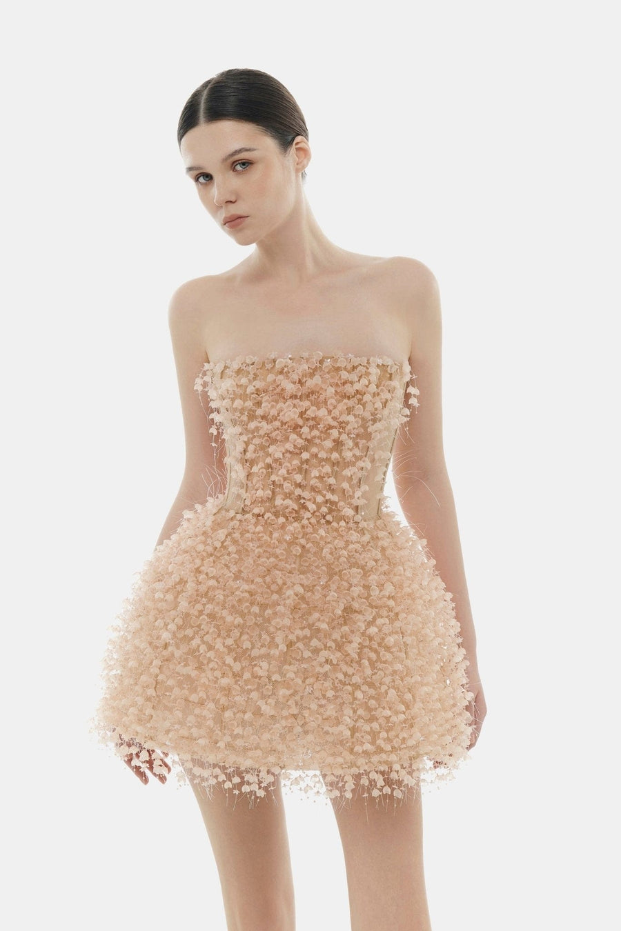 Peach Flowers Mini Dress