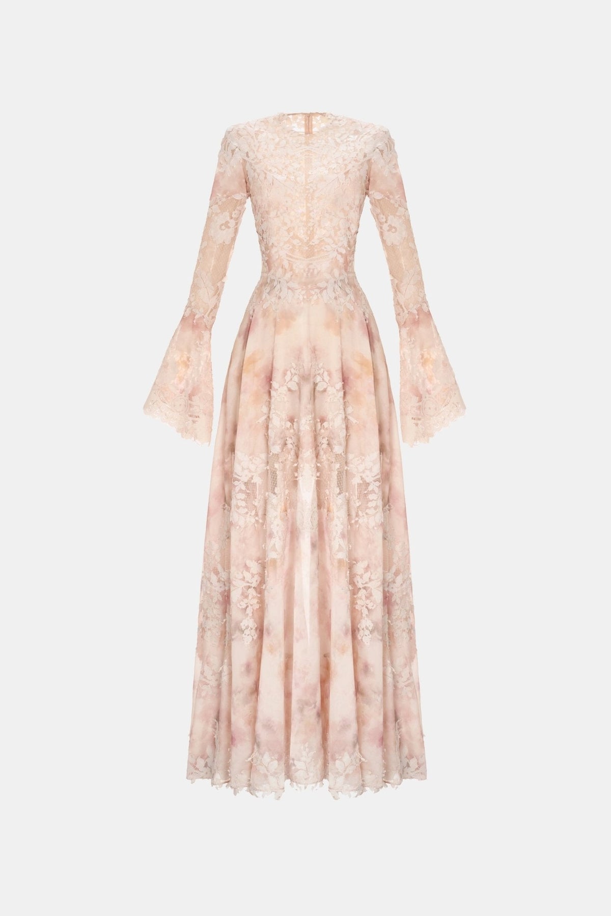 Peach Lace Appliqué Maxi Dress by Montsand