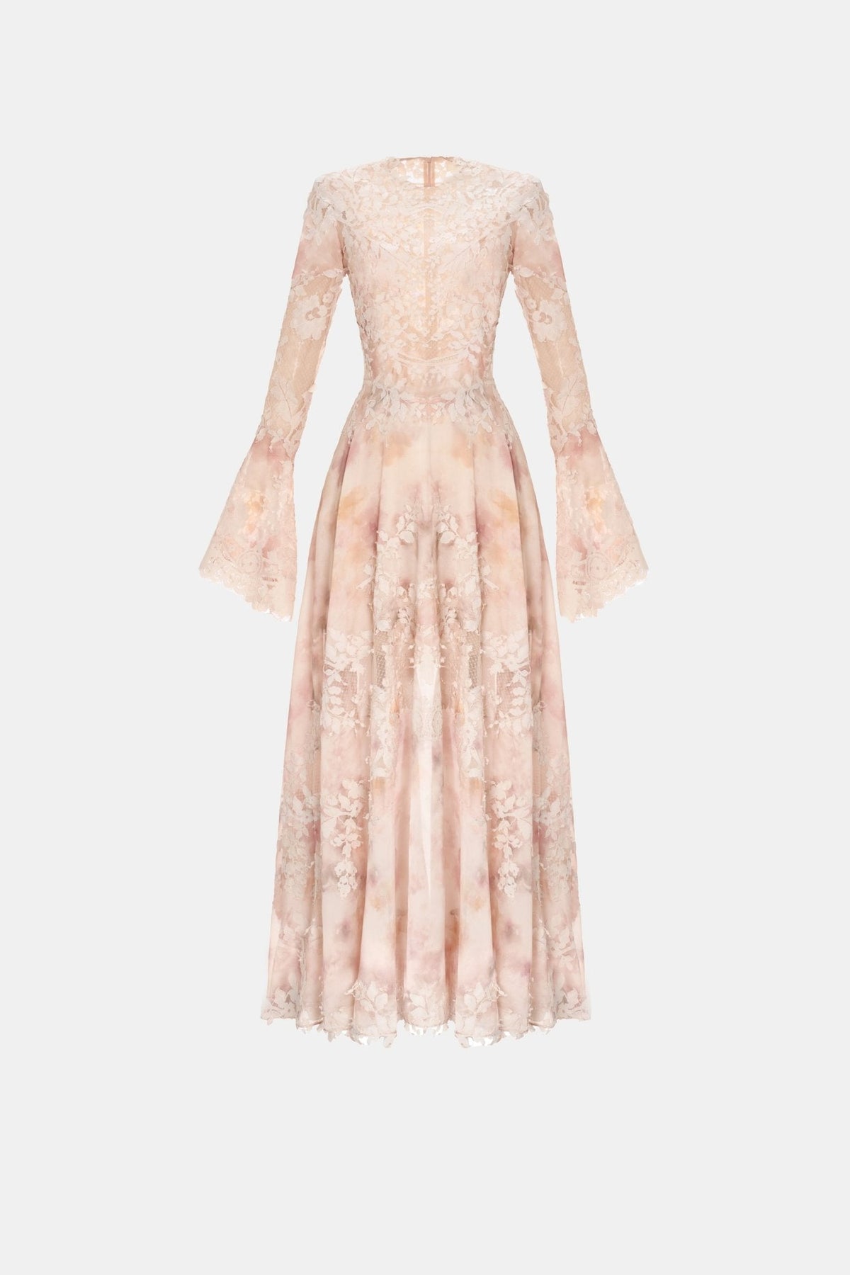 Peach Lace Appliqué Midi Dress by Montsand
