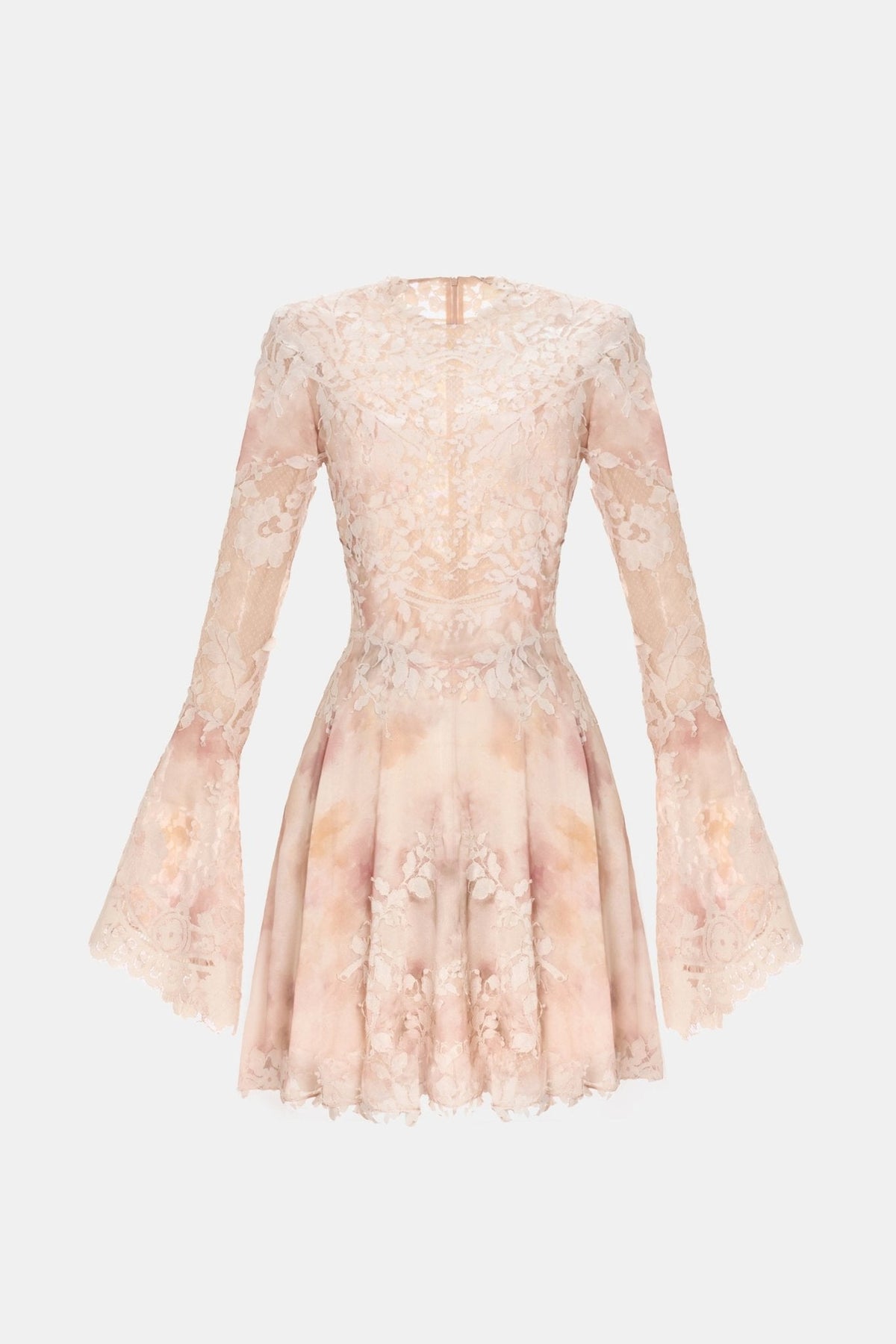 Peach Lace Appliqué Mini Dress by Montsand