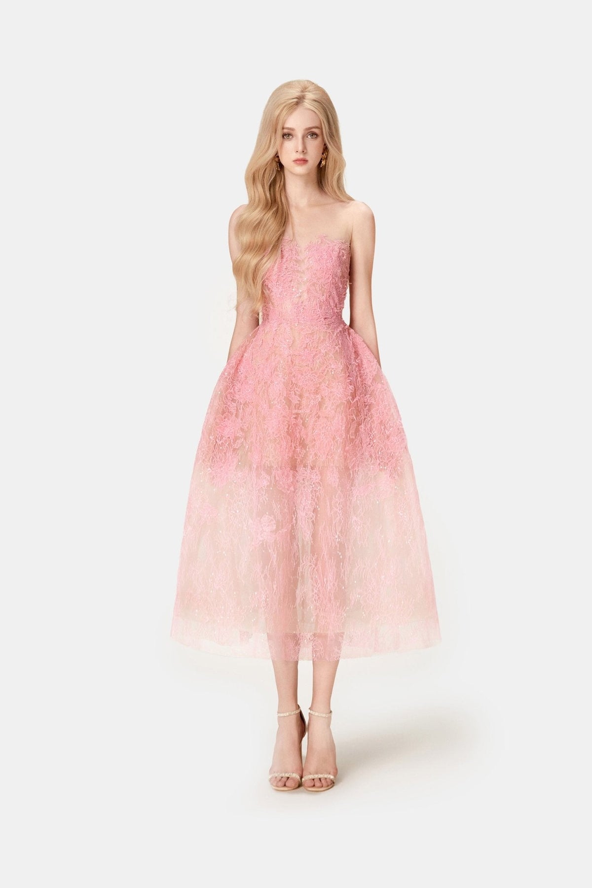 Pink Beaded Lace Dress by Montsand