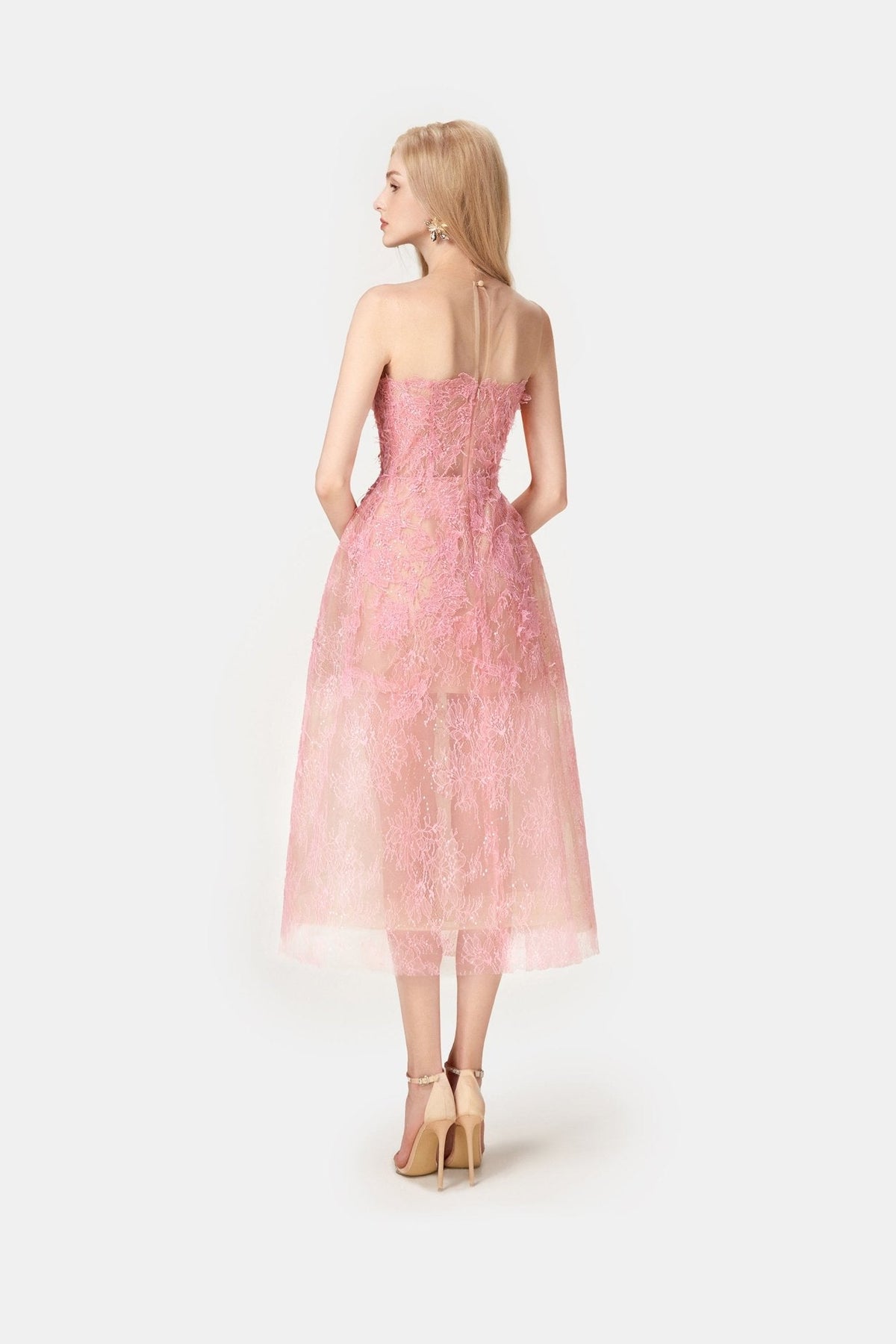 Pink Beaded Lace Dress by Montsand