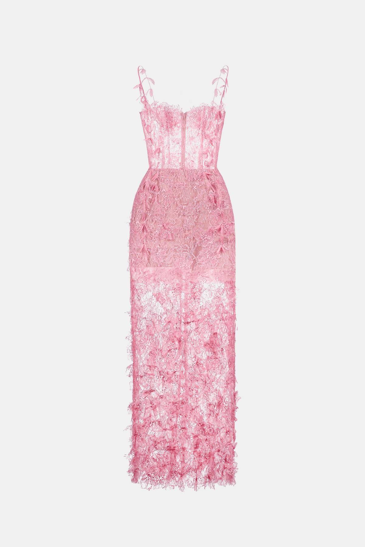 Pink Beaded Lace Pencil Dress by Montsand