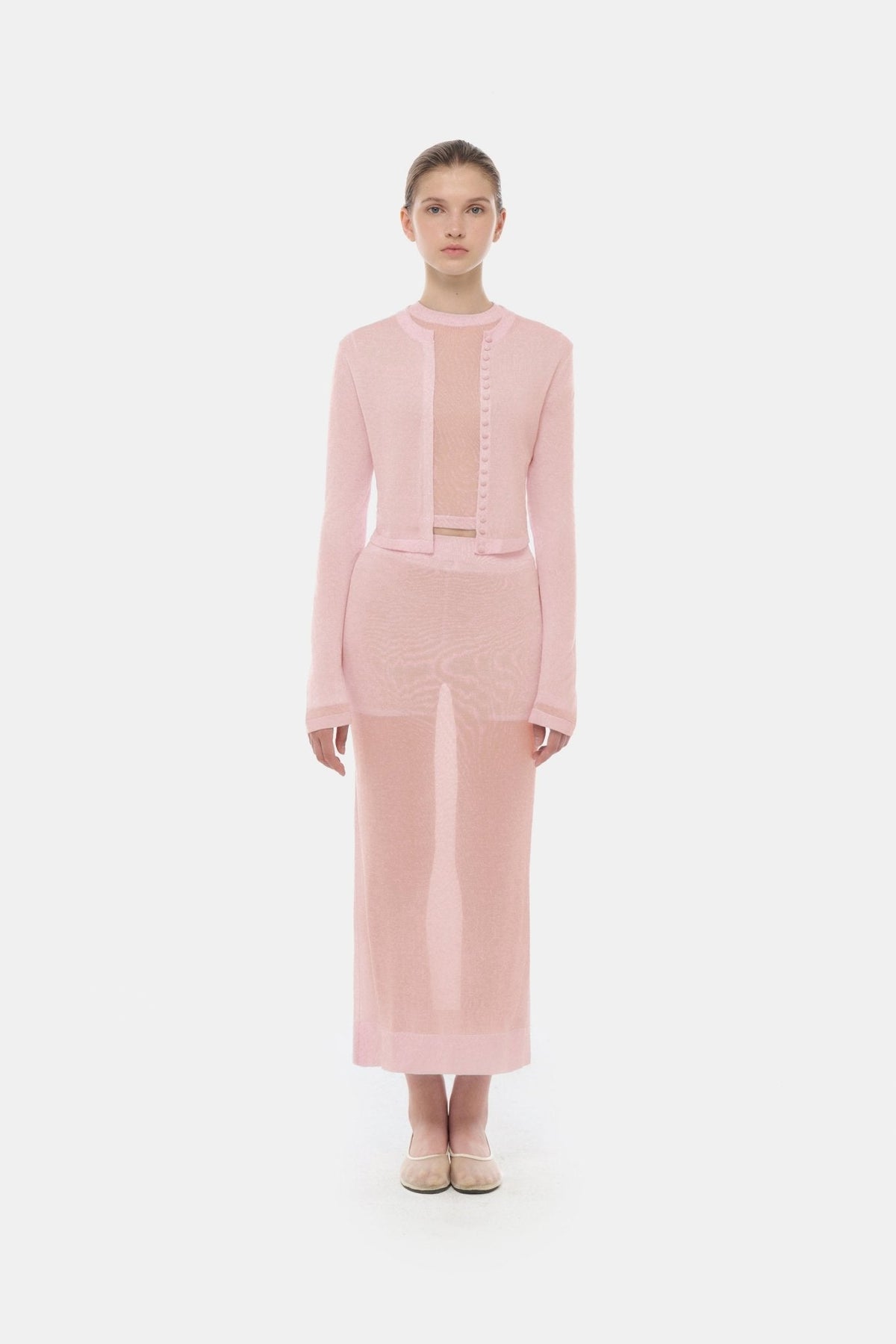 Pink Button-Up Crop Cardigan by Montsand