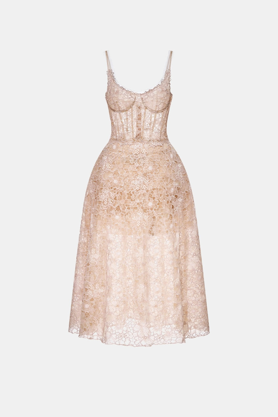 Pink Flower Lace Midi Dress
