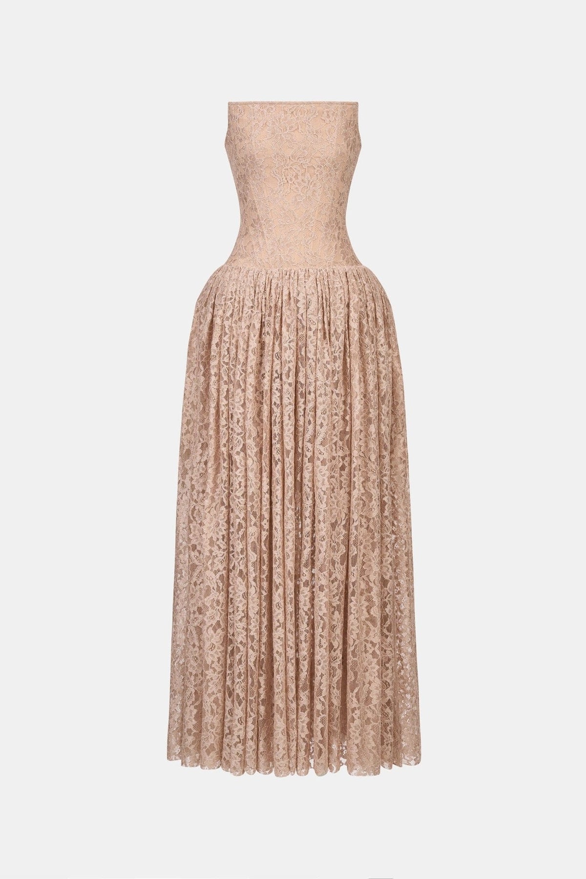 Pink Lace Corset Maxi Dress by Montsand