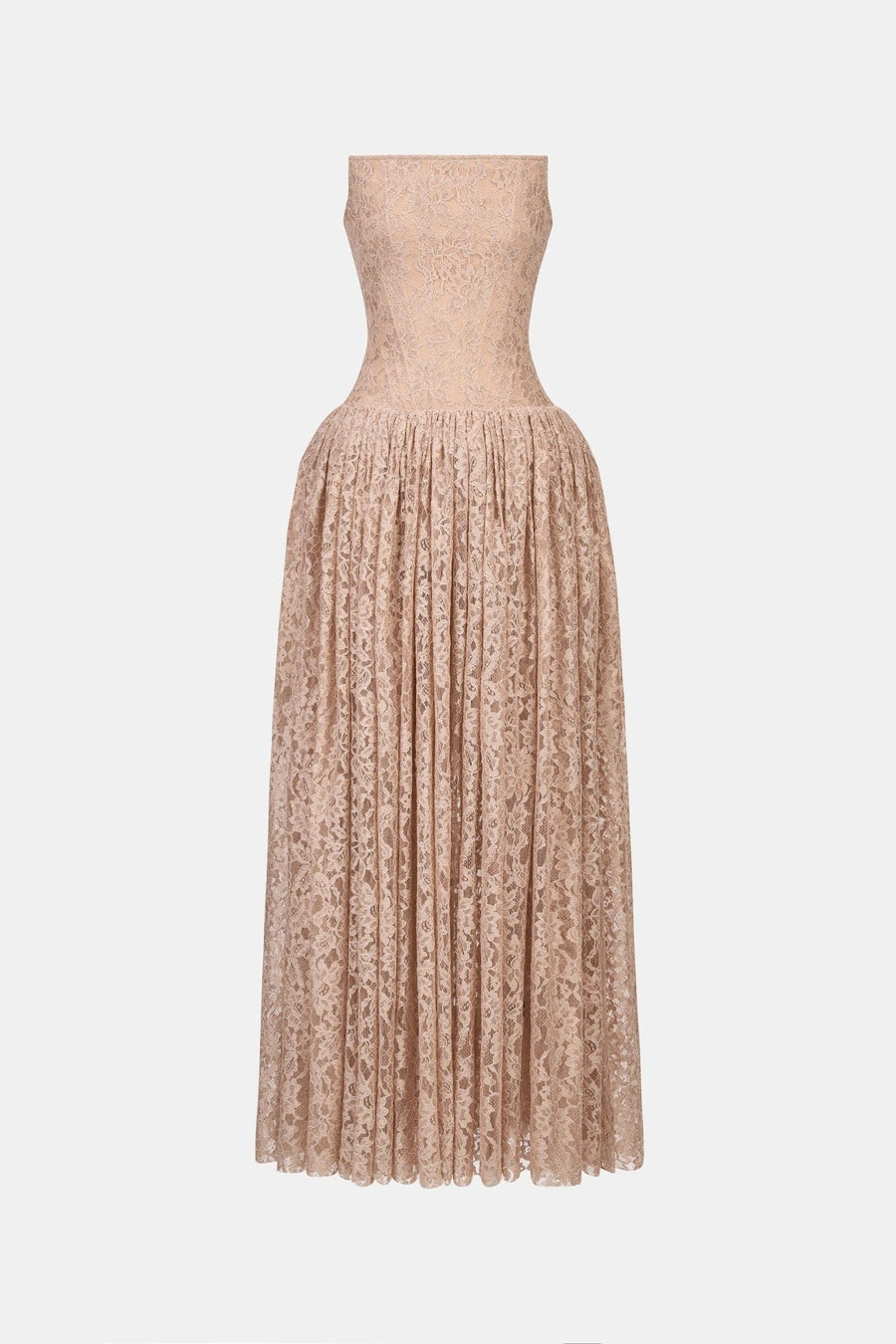 Pink Lace Corset Maxi Dress