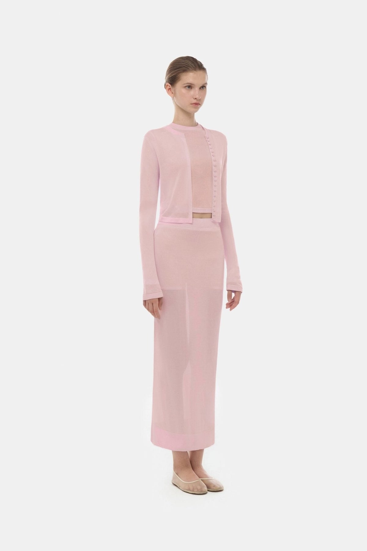 Pink Button-Up Crop Cardigan by Montsand