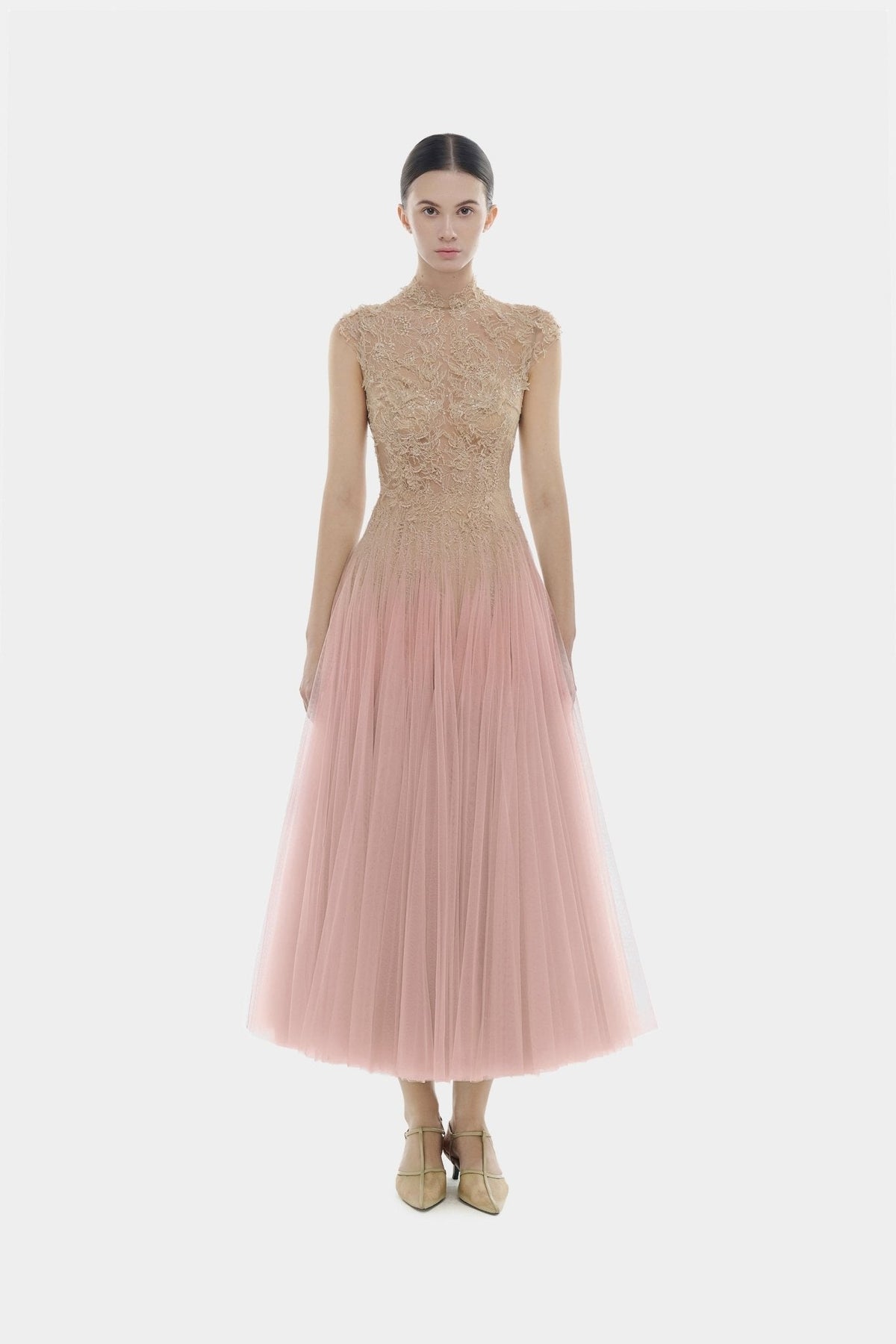 Pink Ombré Cut-Out Lace Dress by Montsand