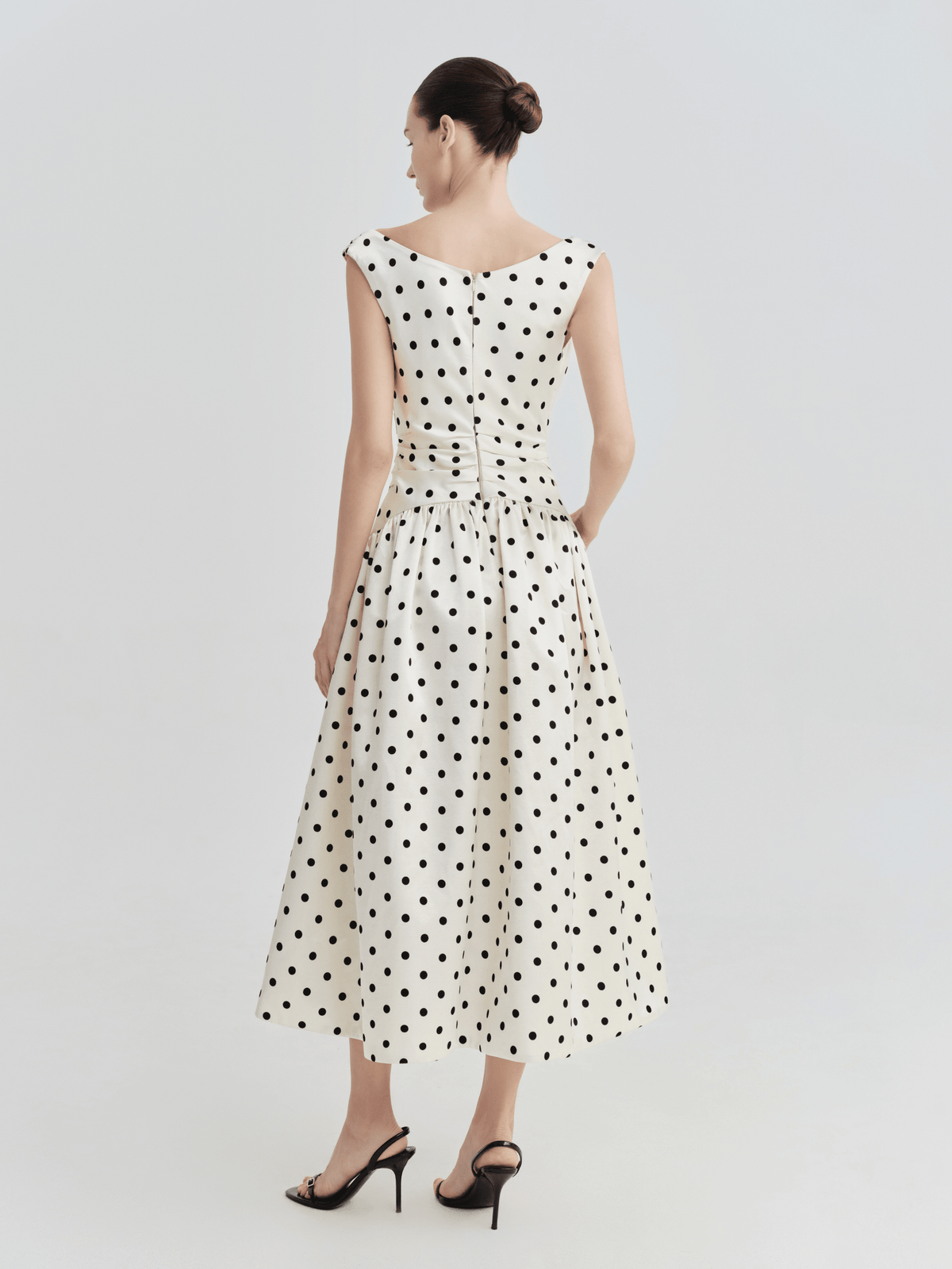 Polka Dot Bardot Wrap Midi Dress by COCOSIN