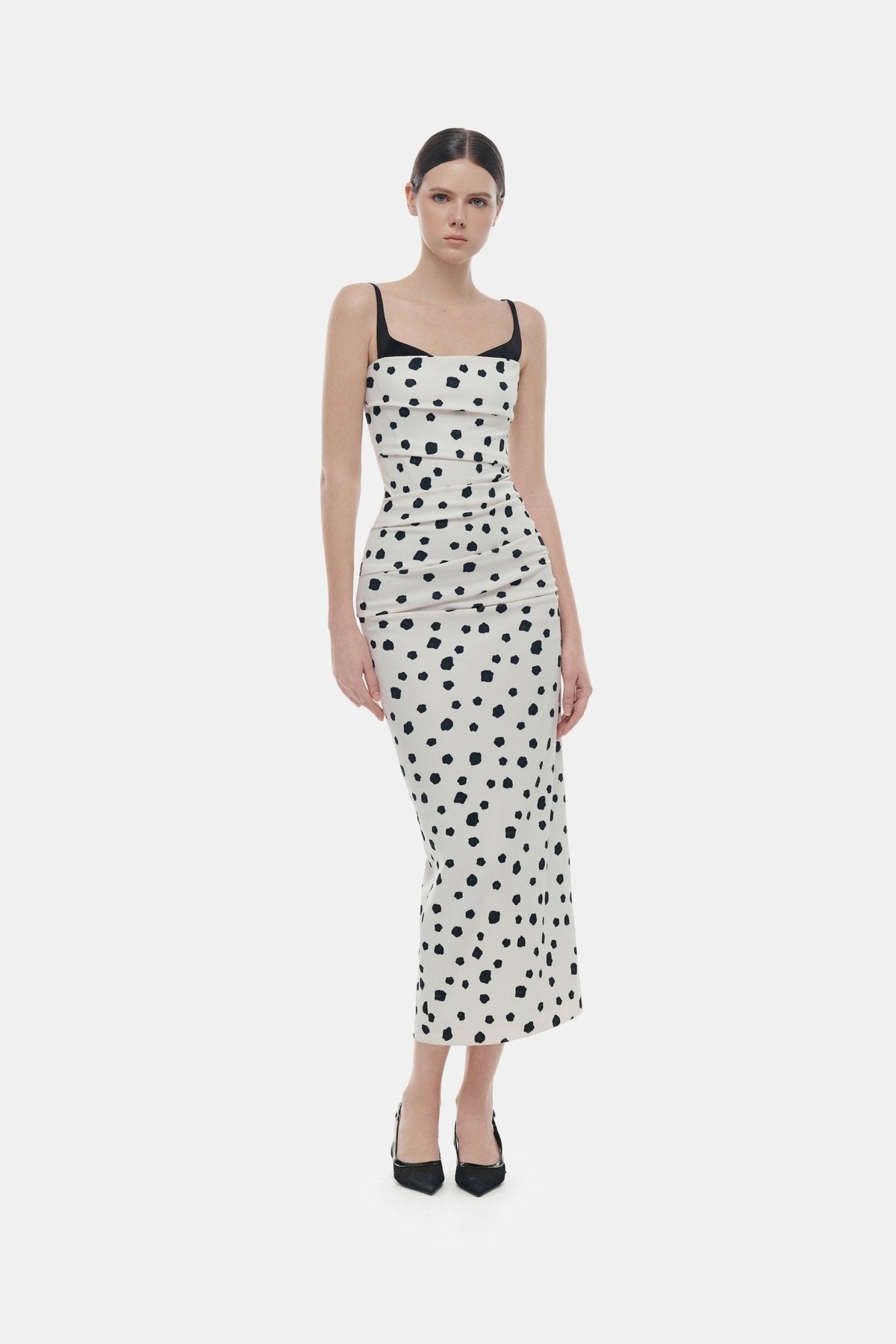 Polka Dot Draped Midi Dress by Montsand