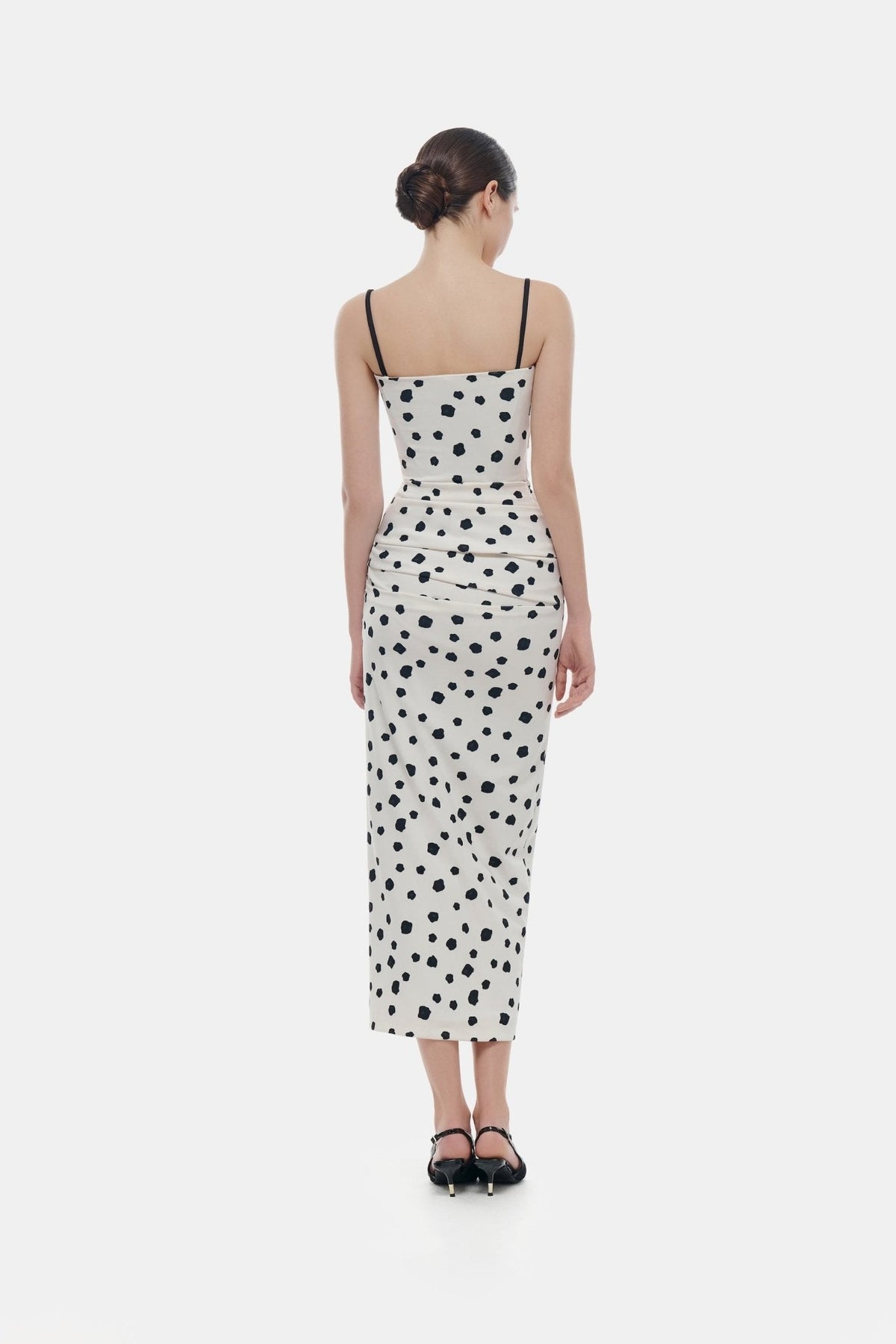 Polka Dot Draped Midi Dress by Montsand