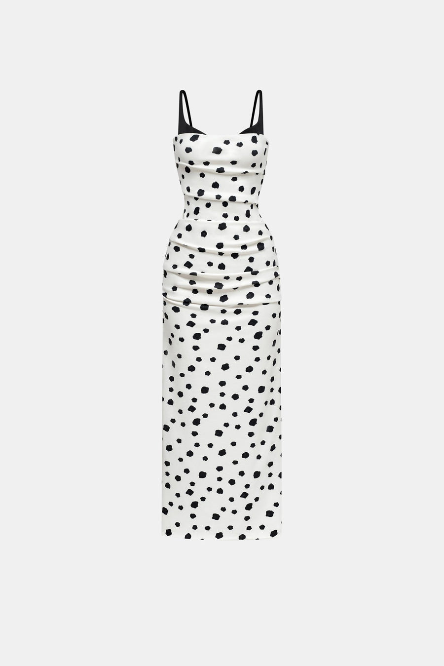 Polka Dot Draped Midi Dress