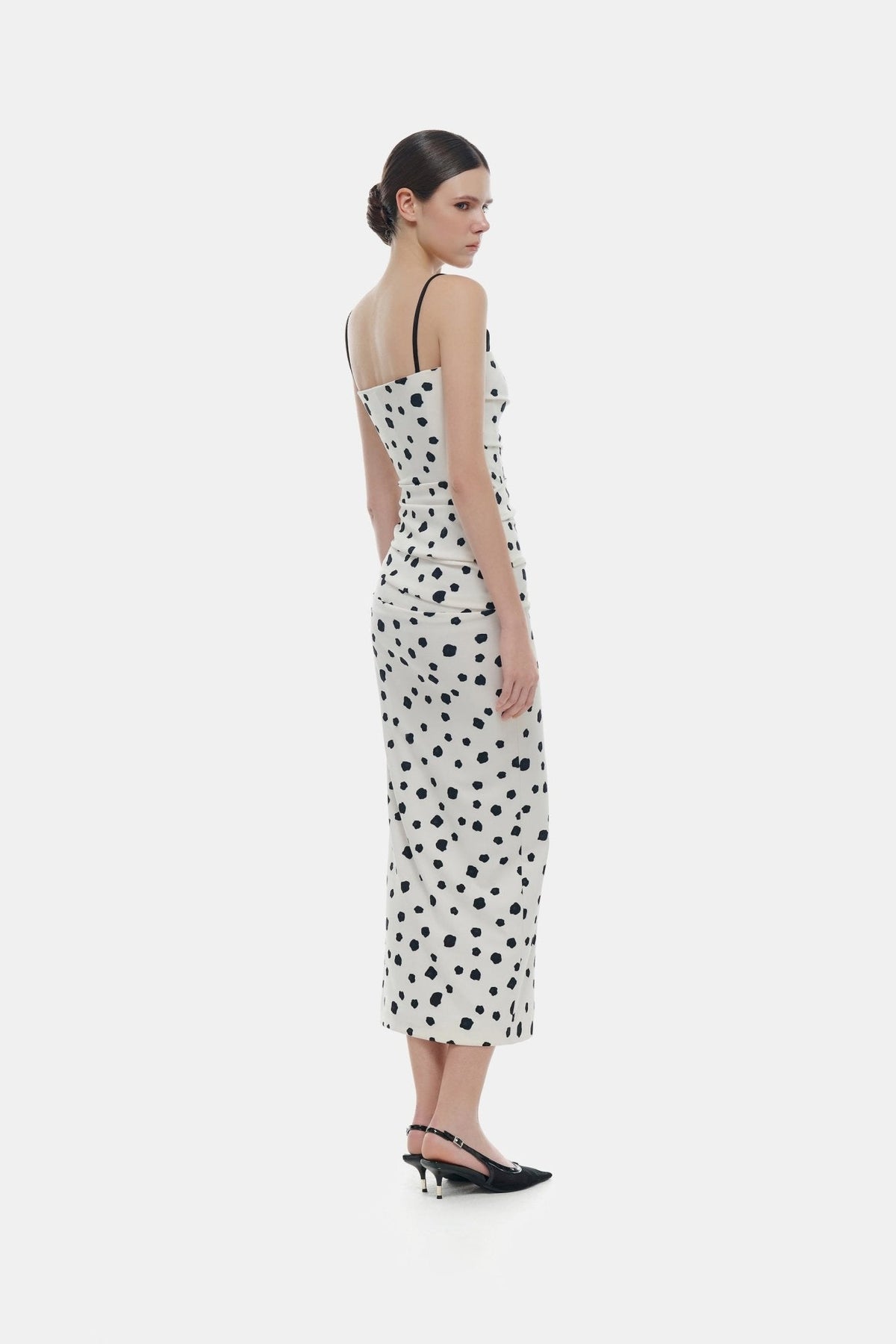 Polka Dot Draped Midi Dress by Montsand
