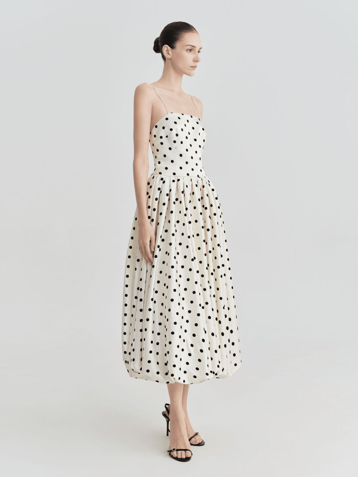 Polka Dot Slip-Strap Fit & Flare Midi Dress by COCOSIN