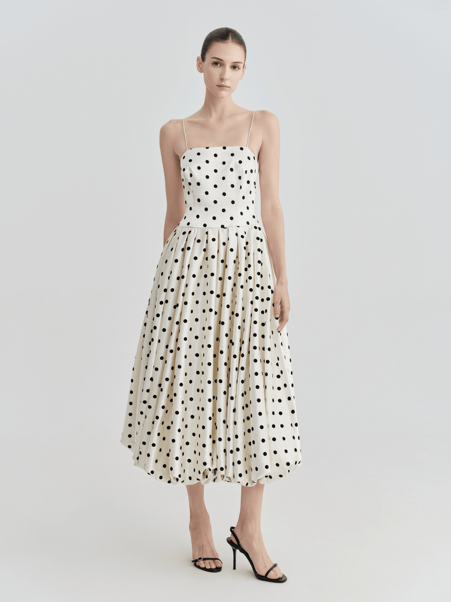 Polka Dot Slip-Strap Fit & Flare Midi Dress