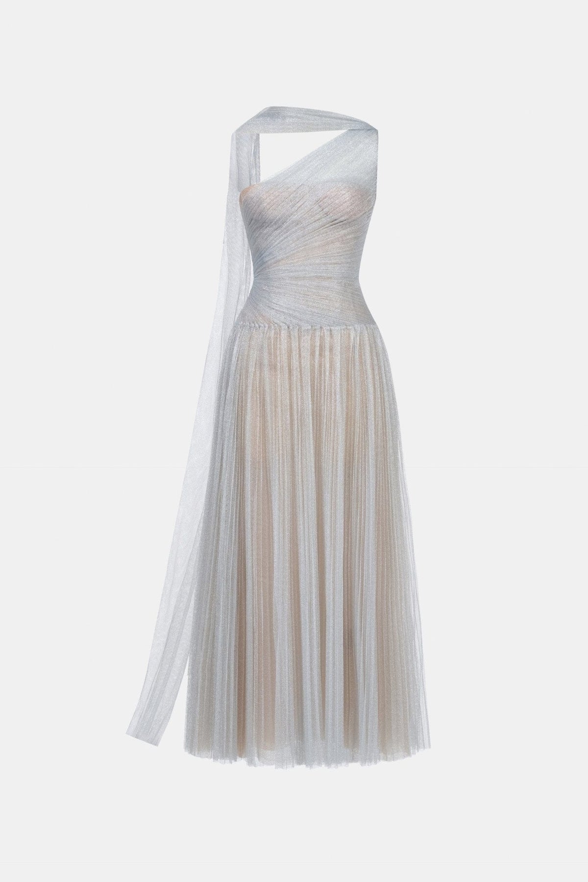 Silver Draped Midi Dress by Montsand