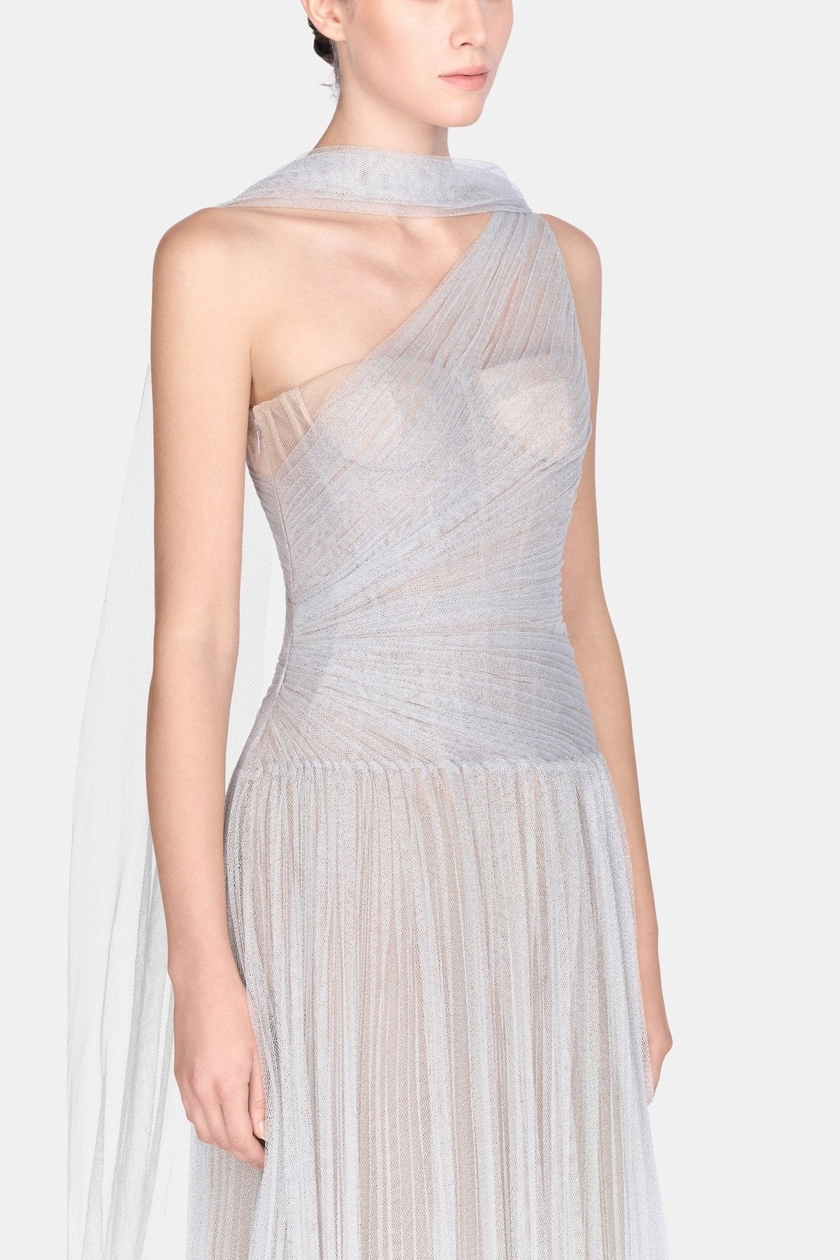 Silver Draped Midi Dress by Montsand