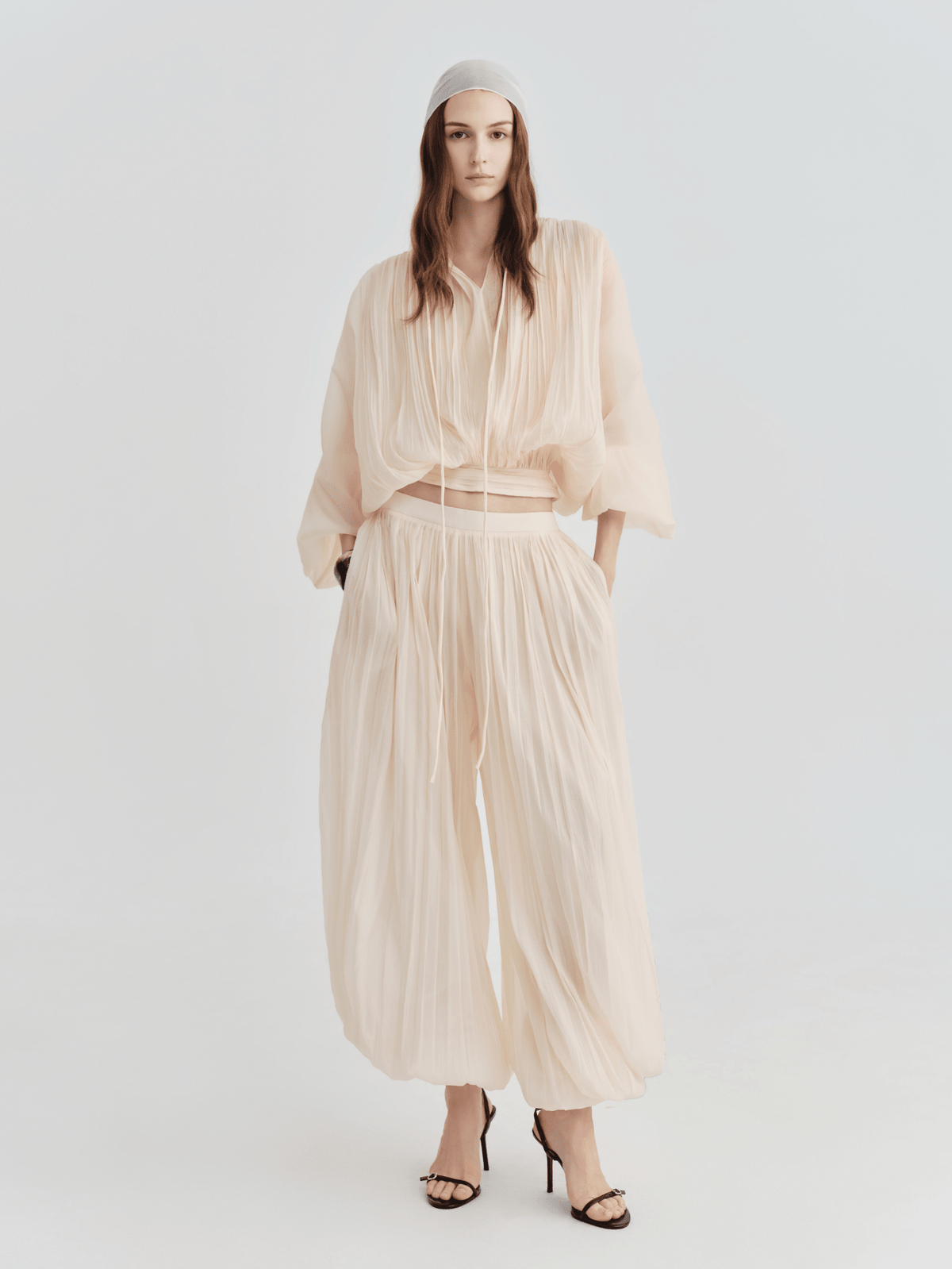 Sheer Pleated Blouson Top by COCOSIN