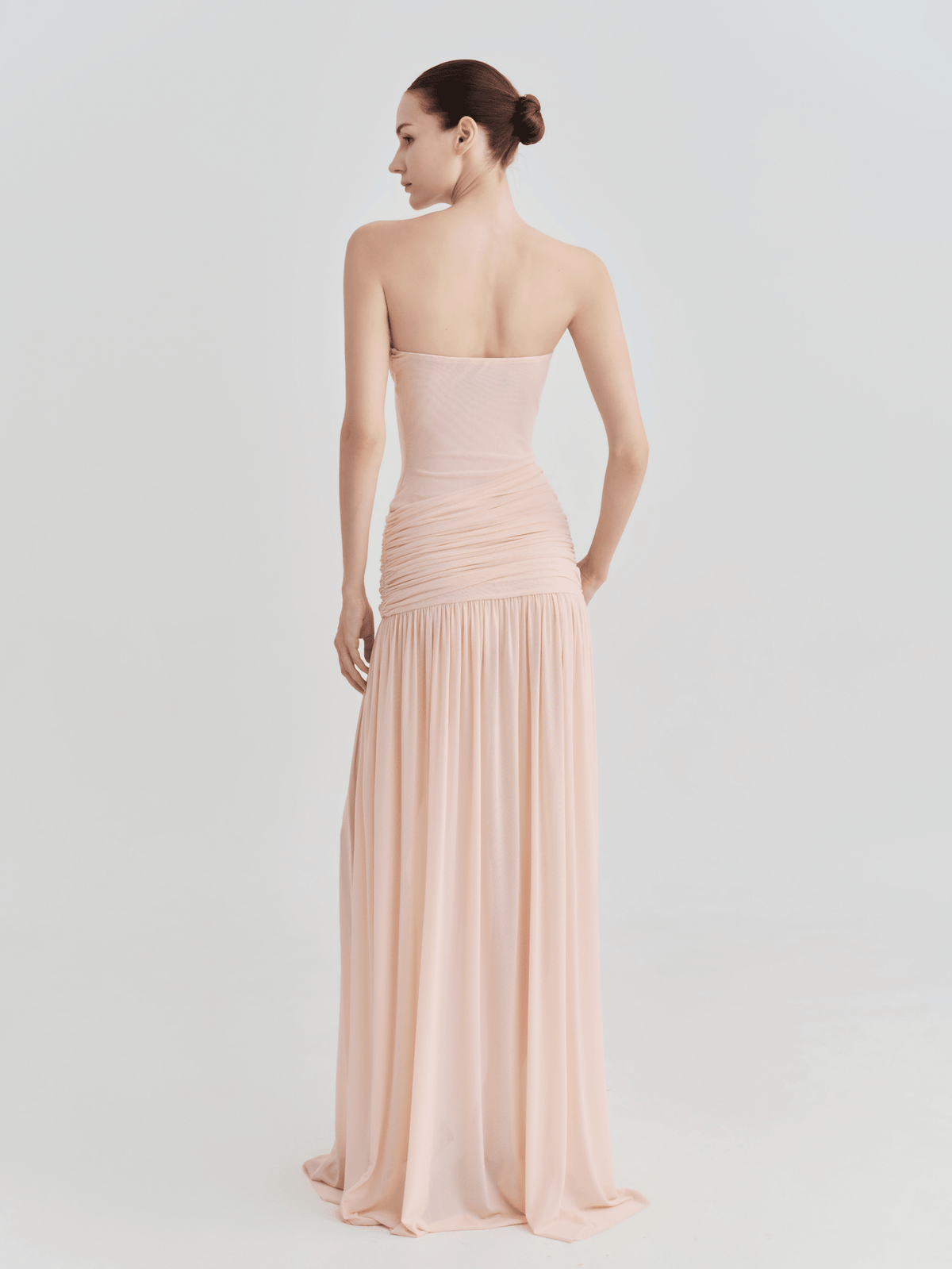 The Victoria Strapless Ruched Maxi Dress by COCOSIN