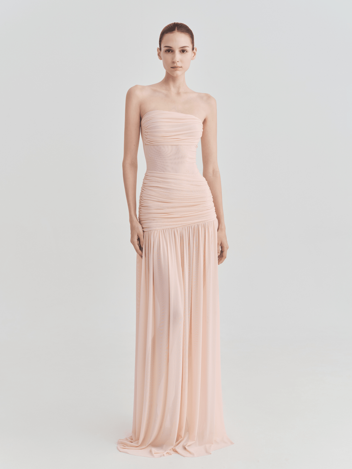 The Victoria Strapless Ruched Maxi Dress by COCOSIN