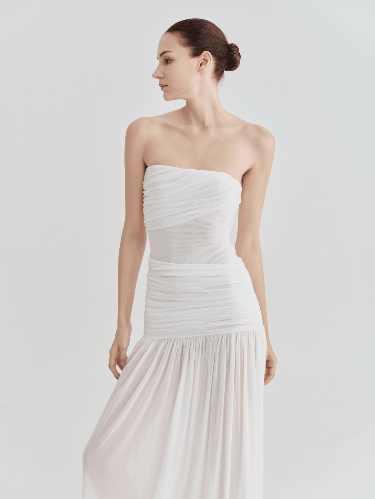 The Victoria Strapless Ruched Maxi Dress by COCOSIN