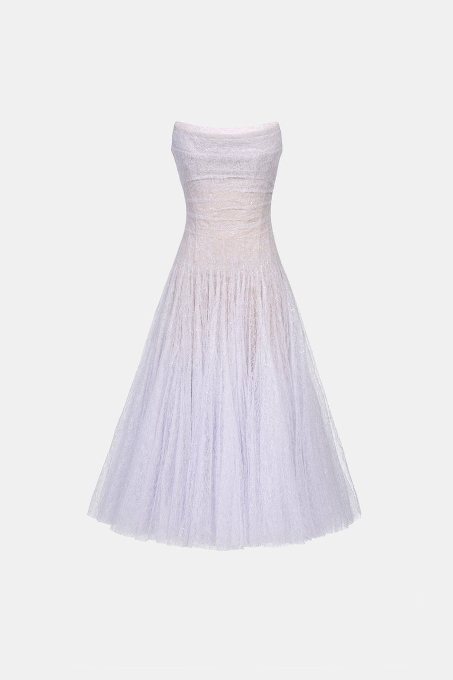 Violet Draped Lace Midi Dress
