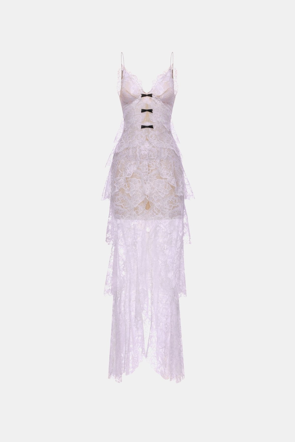 Violet Floral Bow Vneck Maxi Dress by Montsand