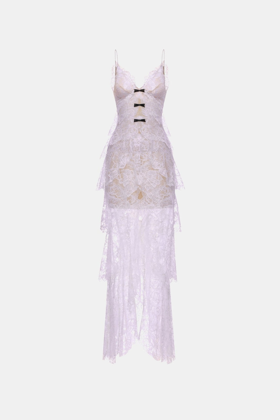 Violet Floral Bow Vneck Maxi Dress