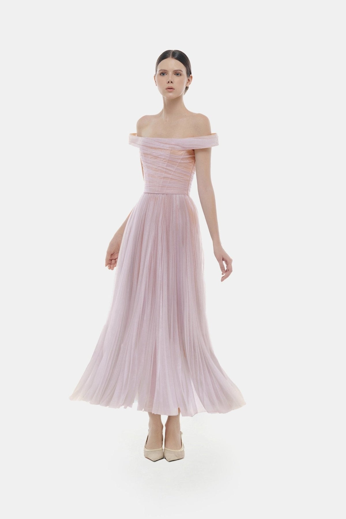 Violet Off-shoulder Midi Dress by Montsand