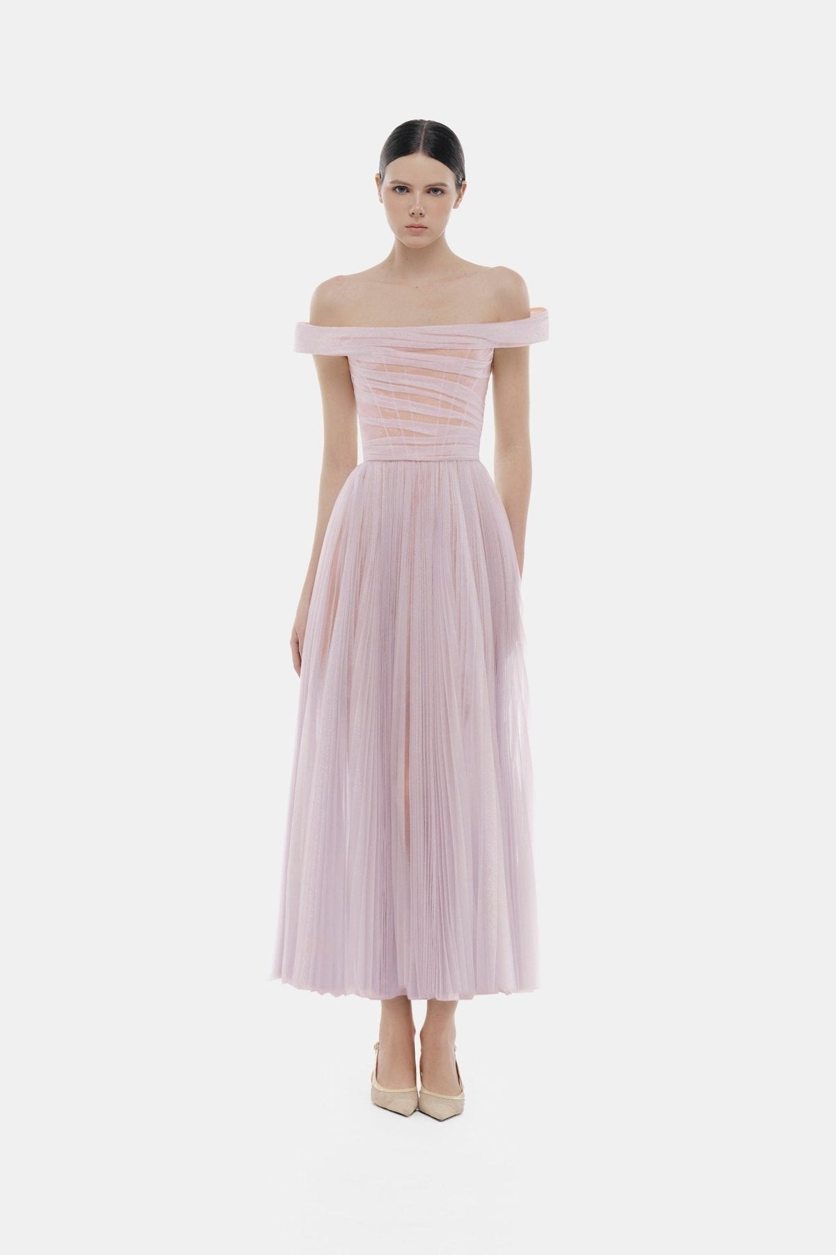Violet Off-shoulder Midi Dress by Montsand