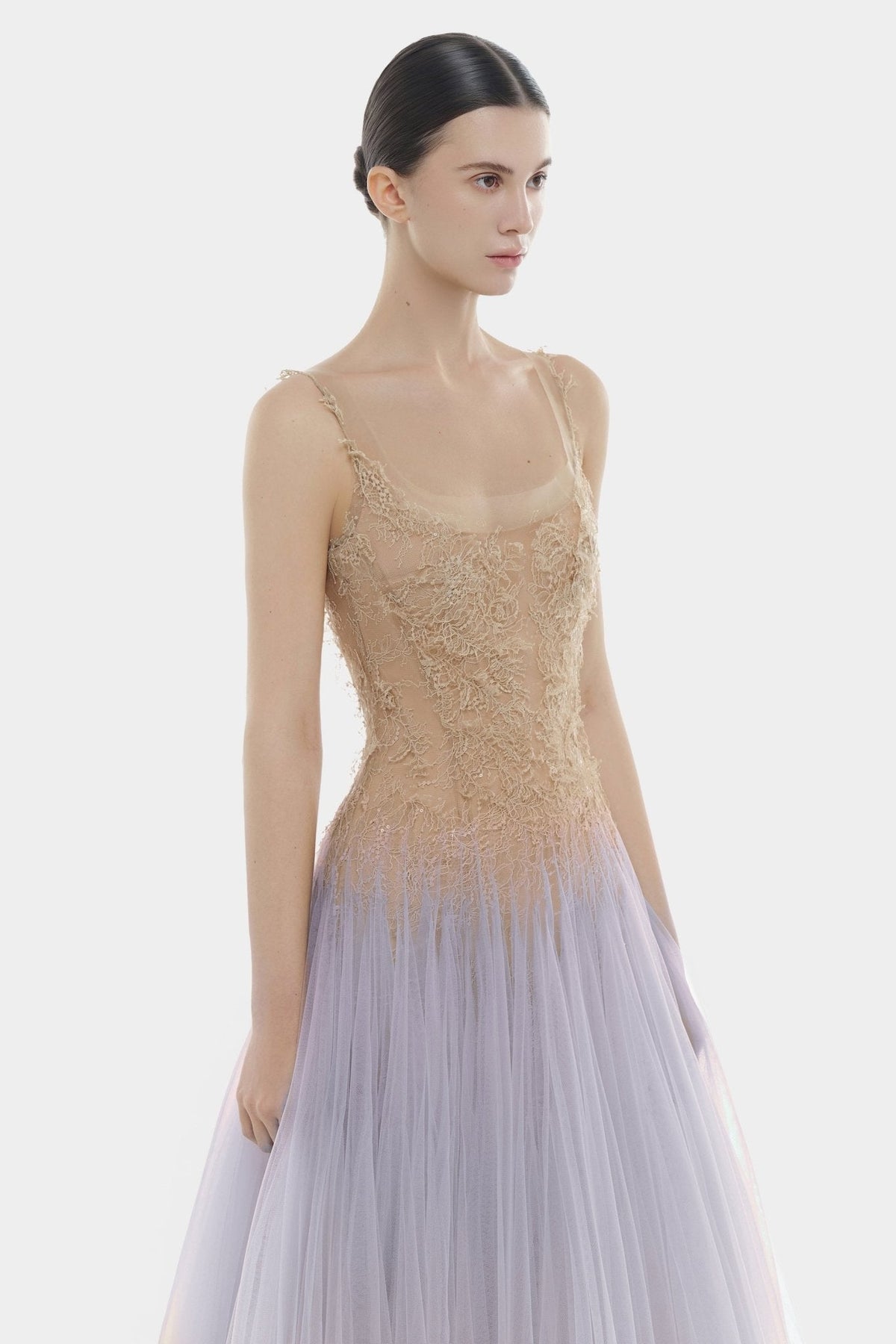 Baby Violet Ombre Lace Midi Dress by Montsand
