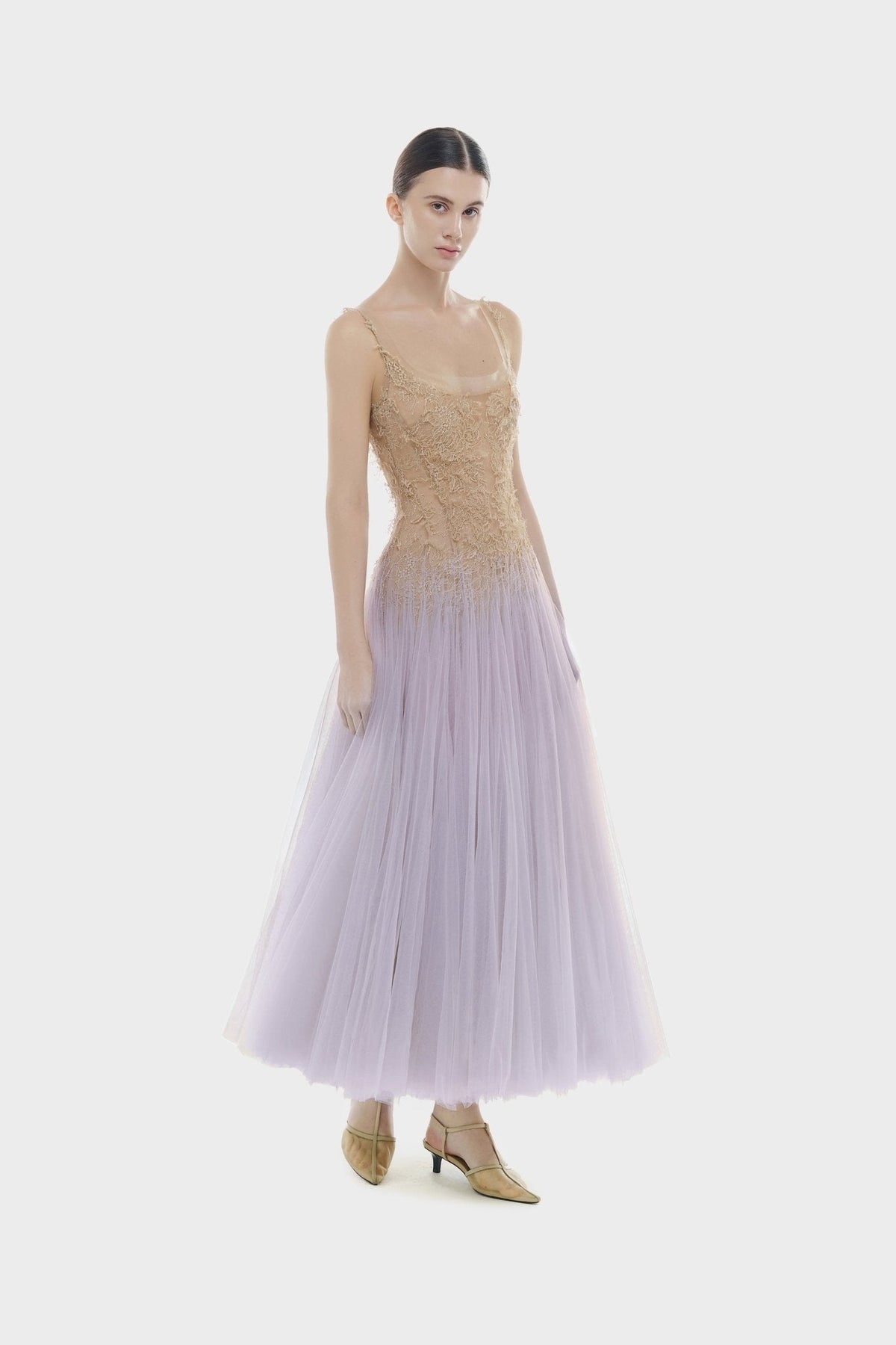 Baby Violet Ombre Lace Midi Dress by Montsand