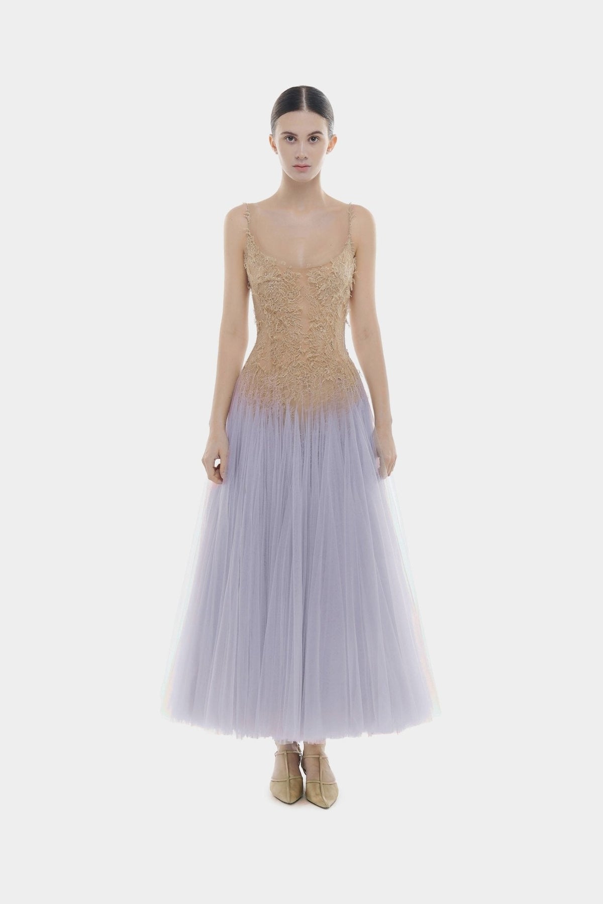 Baby Violet Ombre Lace Midi Dress by Montsand