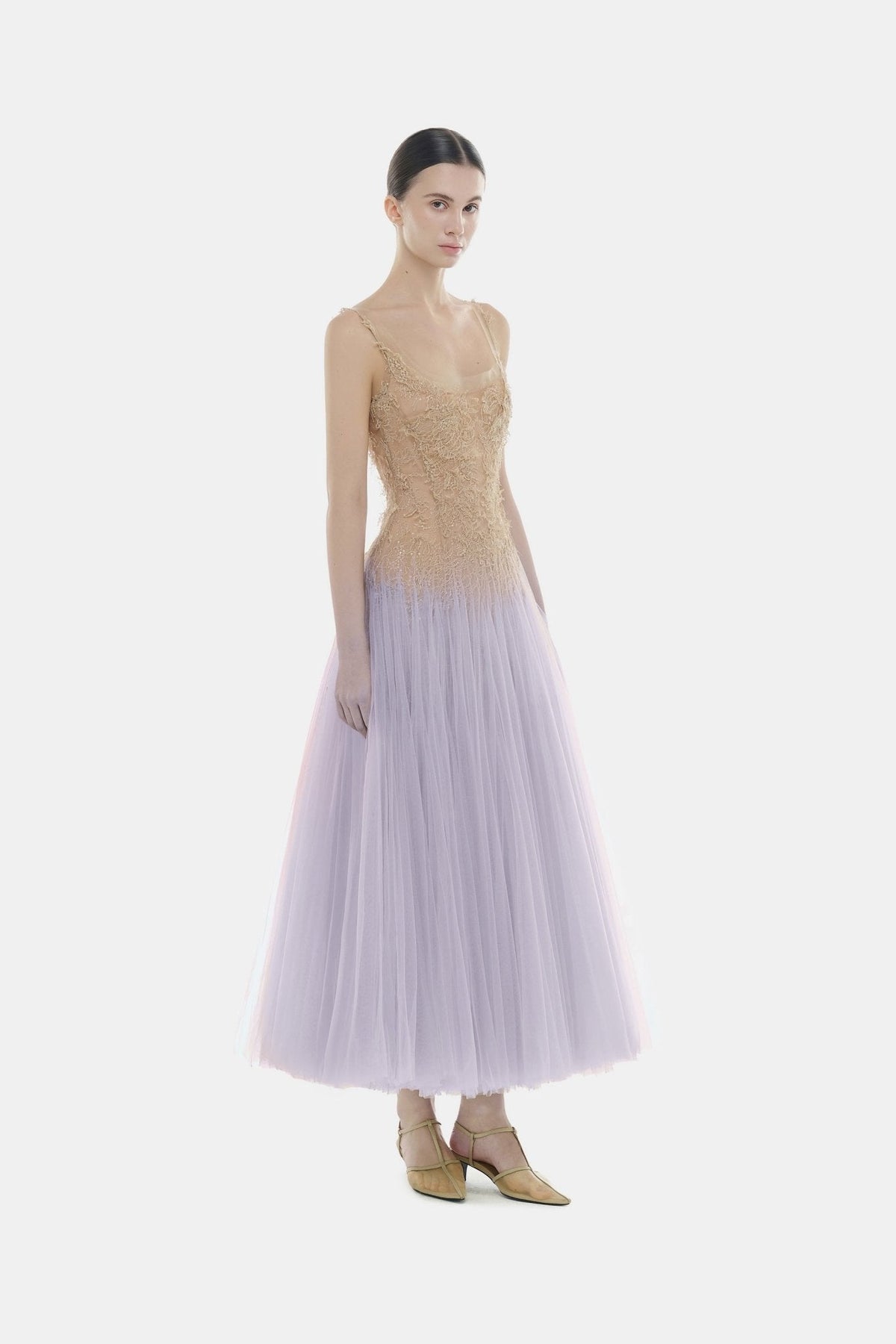Baby Violet Ombre Lace Midi Dress by Montsand