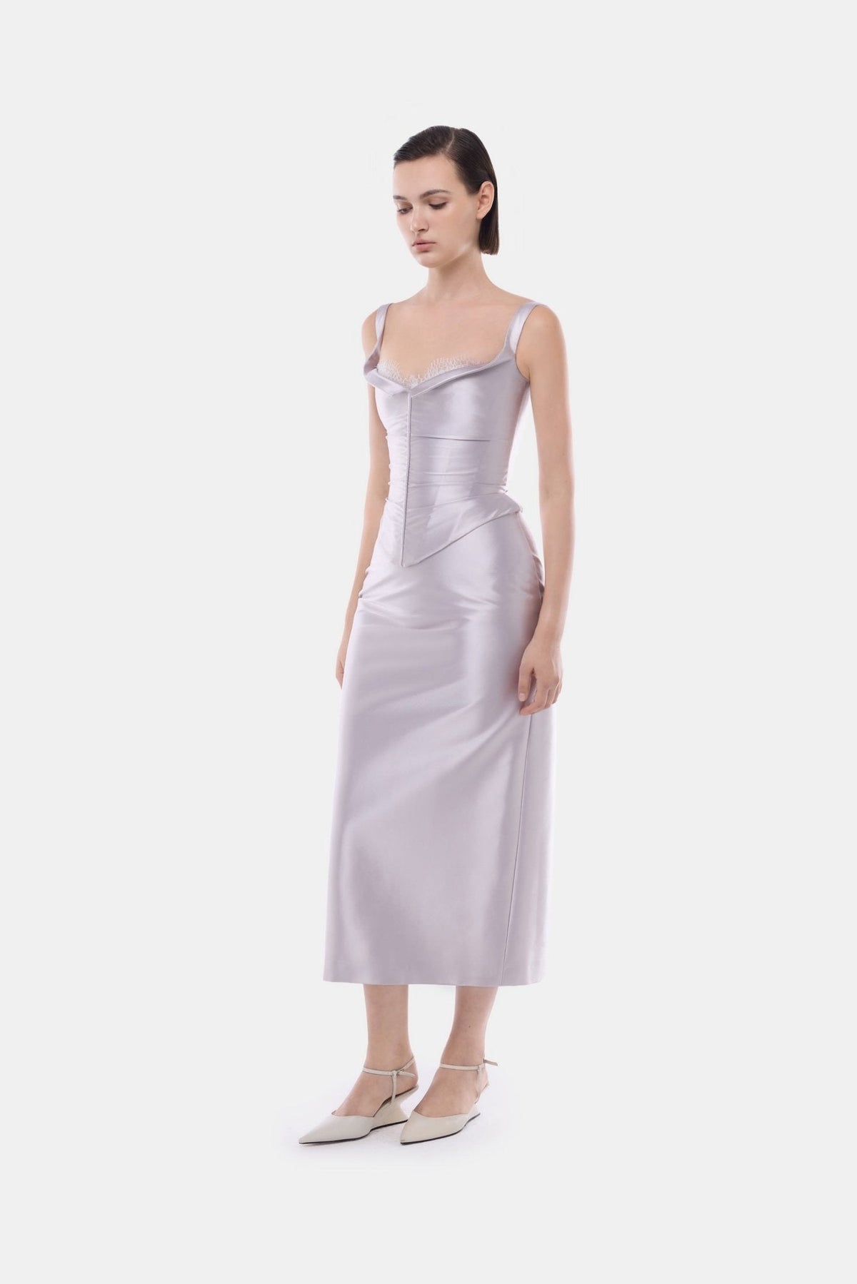 Violet Satin Midi Skirt by Montsand