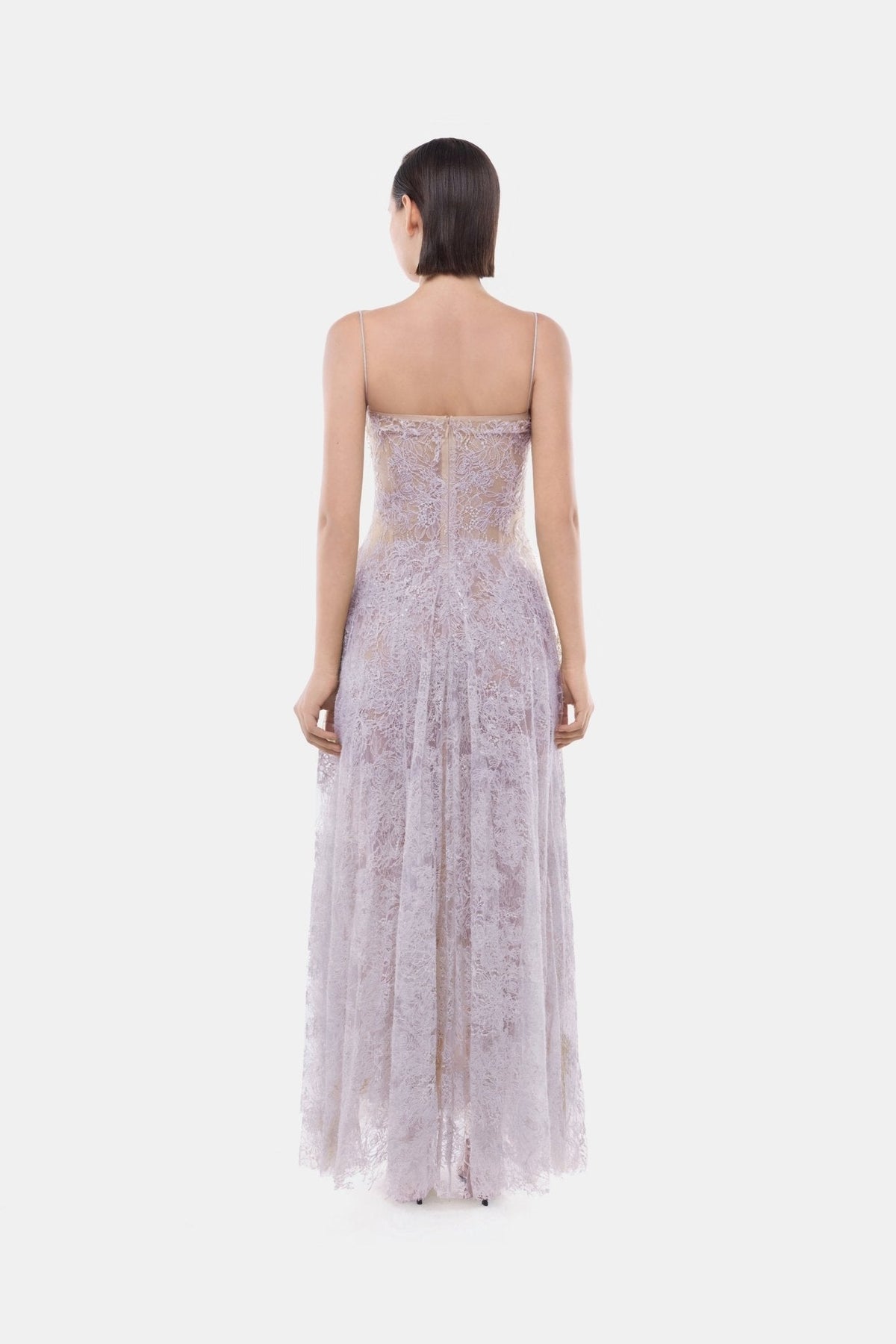 Violet Straight Neckline Pleat Maxi Dress by Montsand